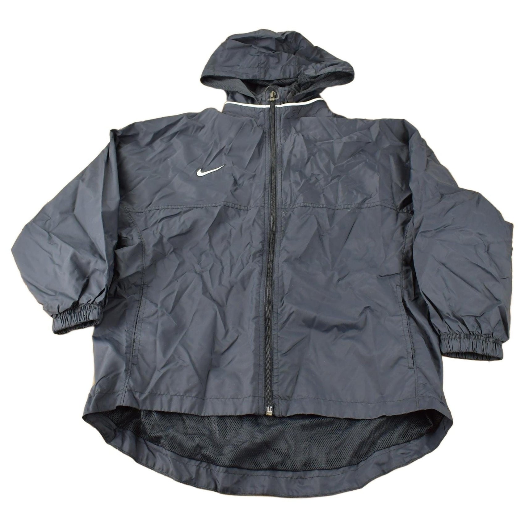 Nike Clothing > Gender Neutral Adult Clothing > Jackets & Coats Vintage 1990s Black Nike Mini Swoosh Women's Windbreaker Jacket Size M