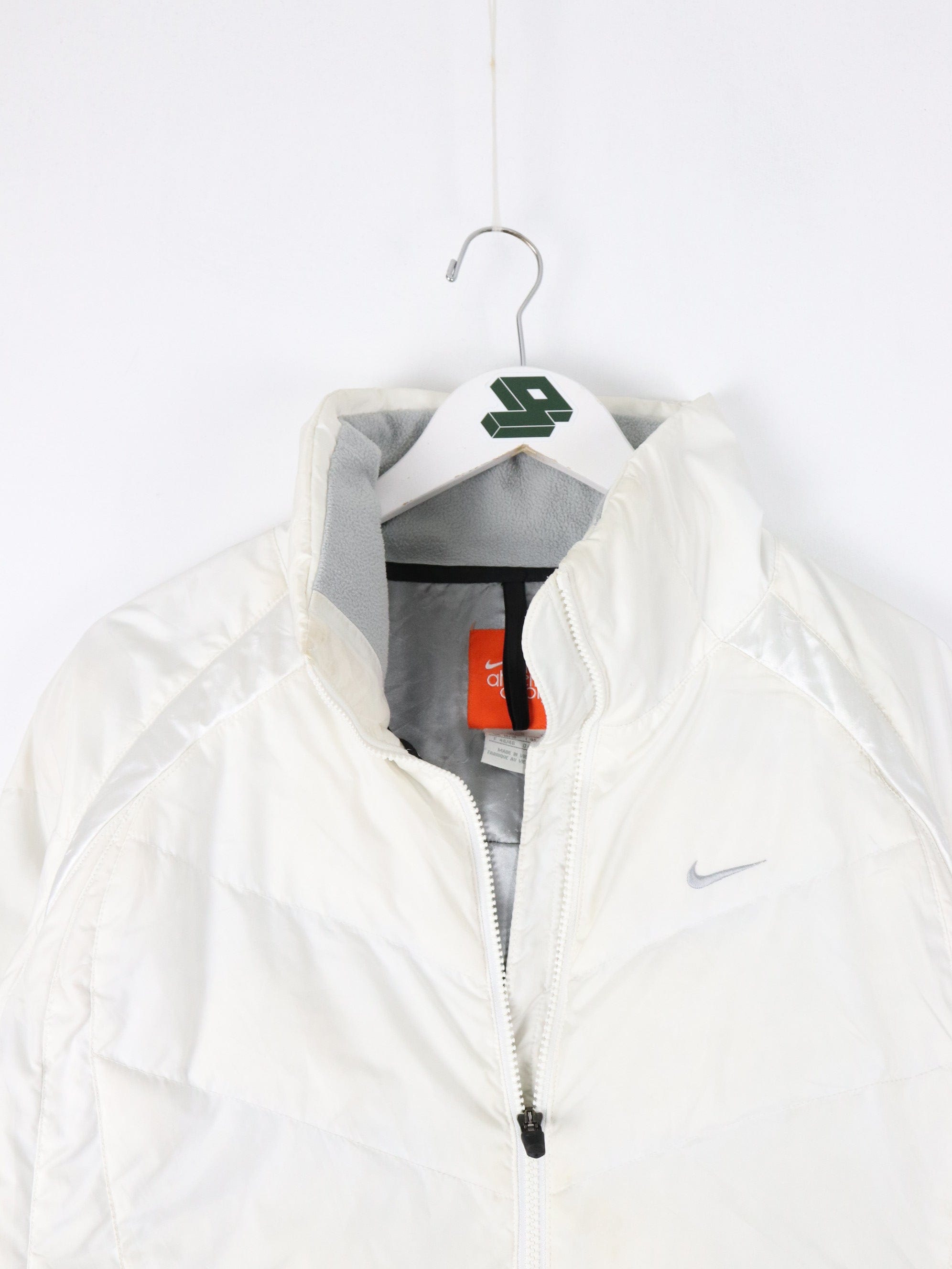 Nike Jacket Womens Large White Down Puffer Swoosh Coat – Proper Vintage