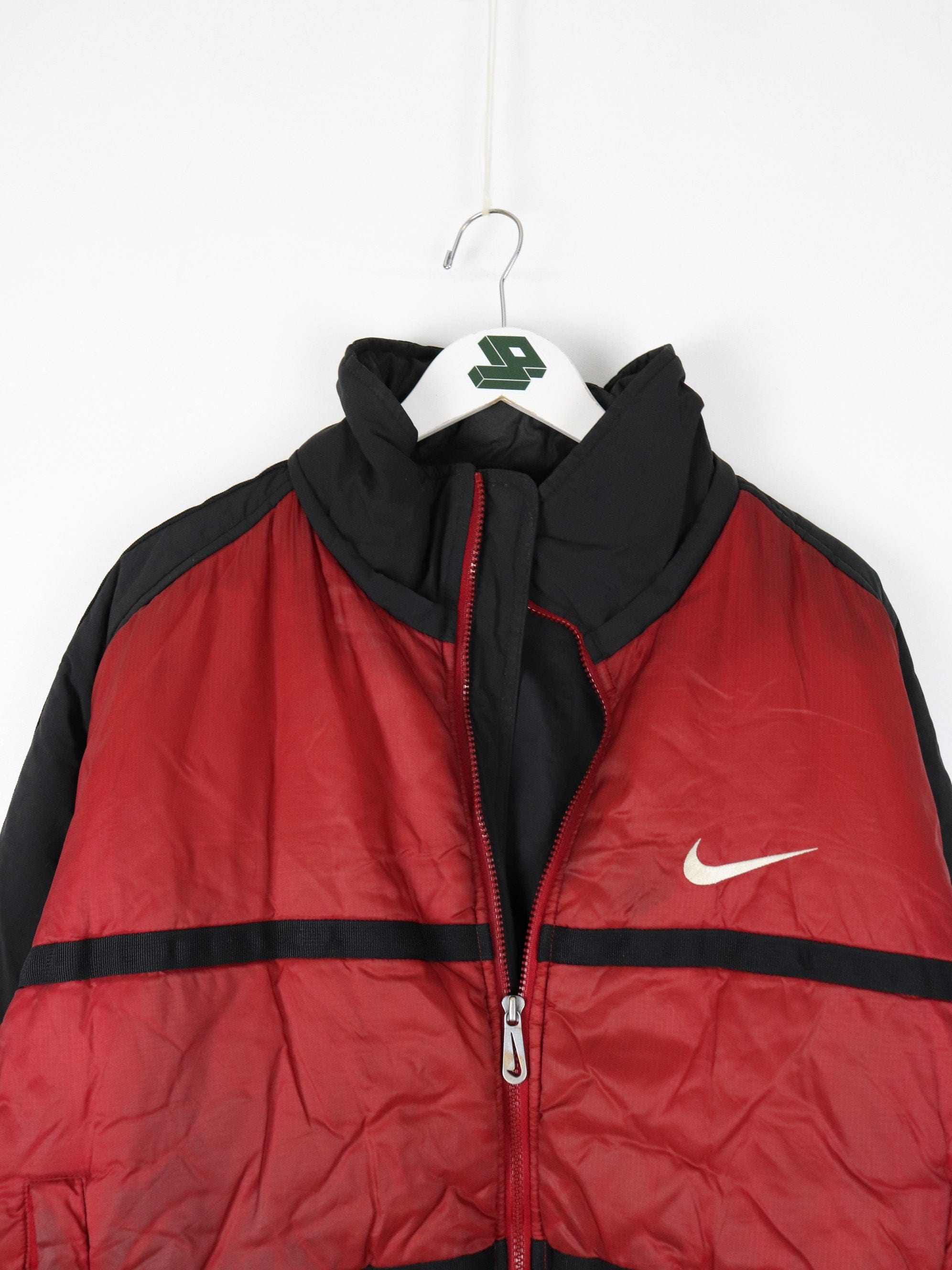 Vintage Nike Jacket Mens Large Red Big Swoosh Bomber Coat Proper Vintage