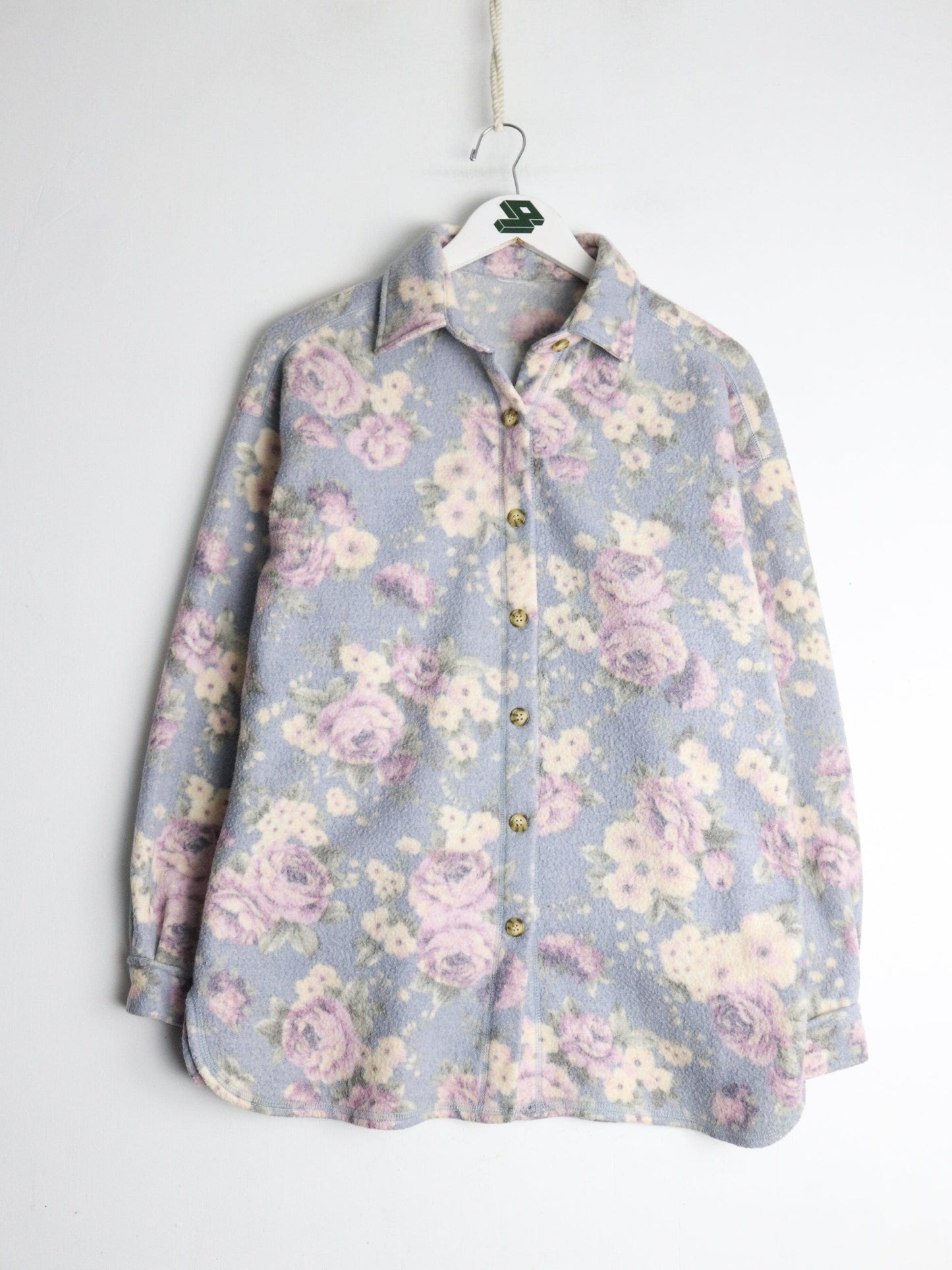 Other Button Up Shirts Floral Sweater Womens Large Pink Button Up Fleece