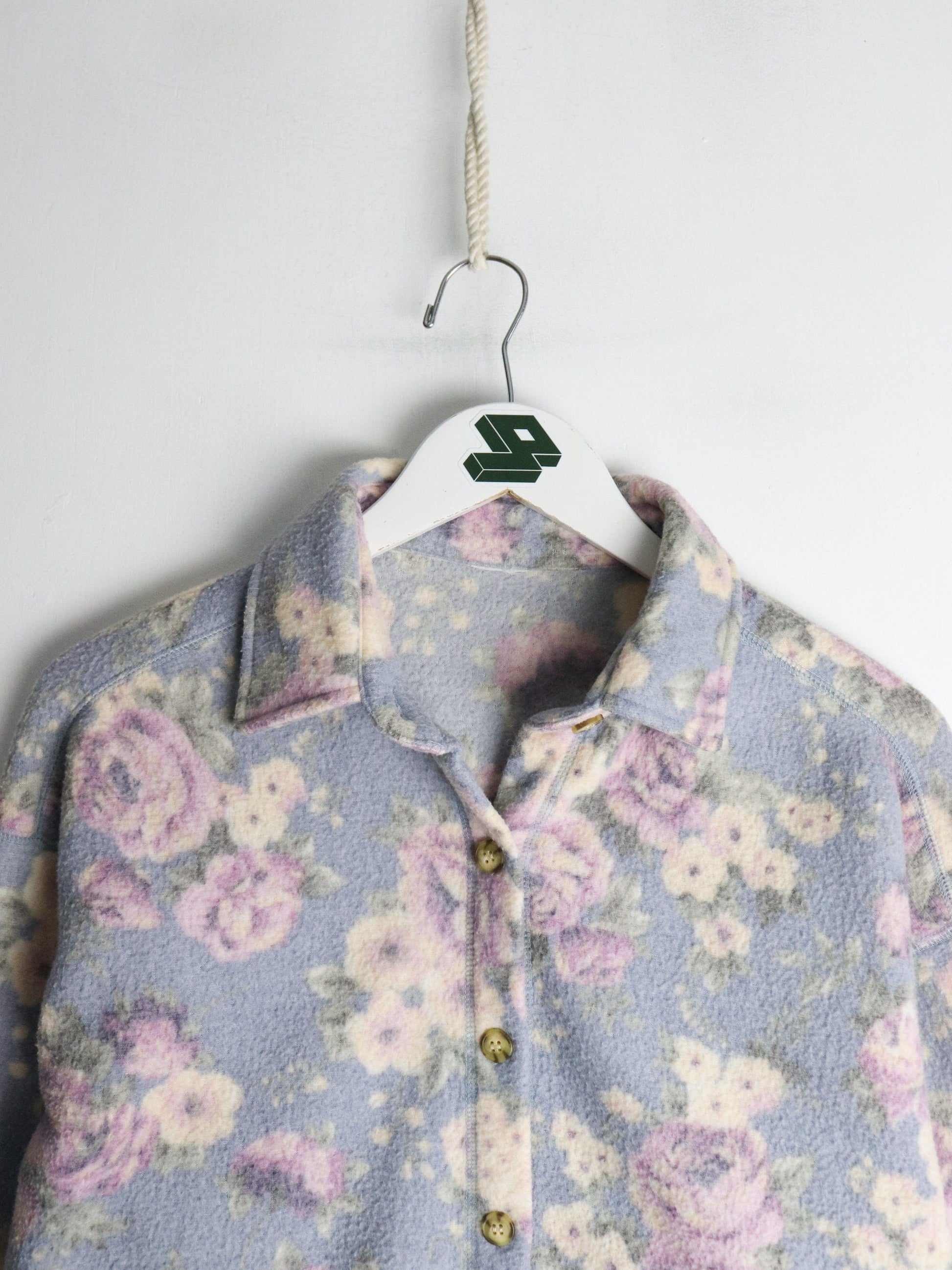 Other Button Up Shirts Floral Sweater Womens Large Pink Button Up Fleece