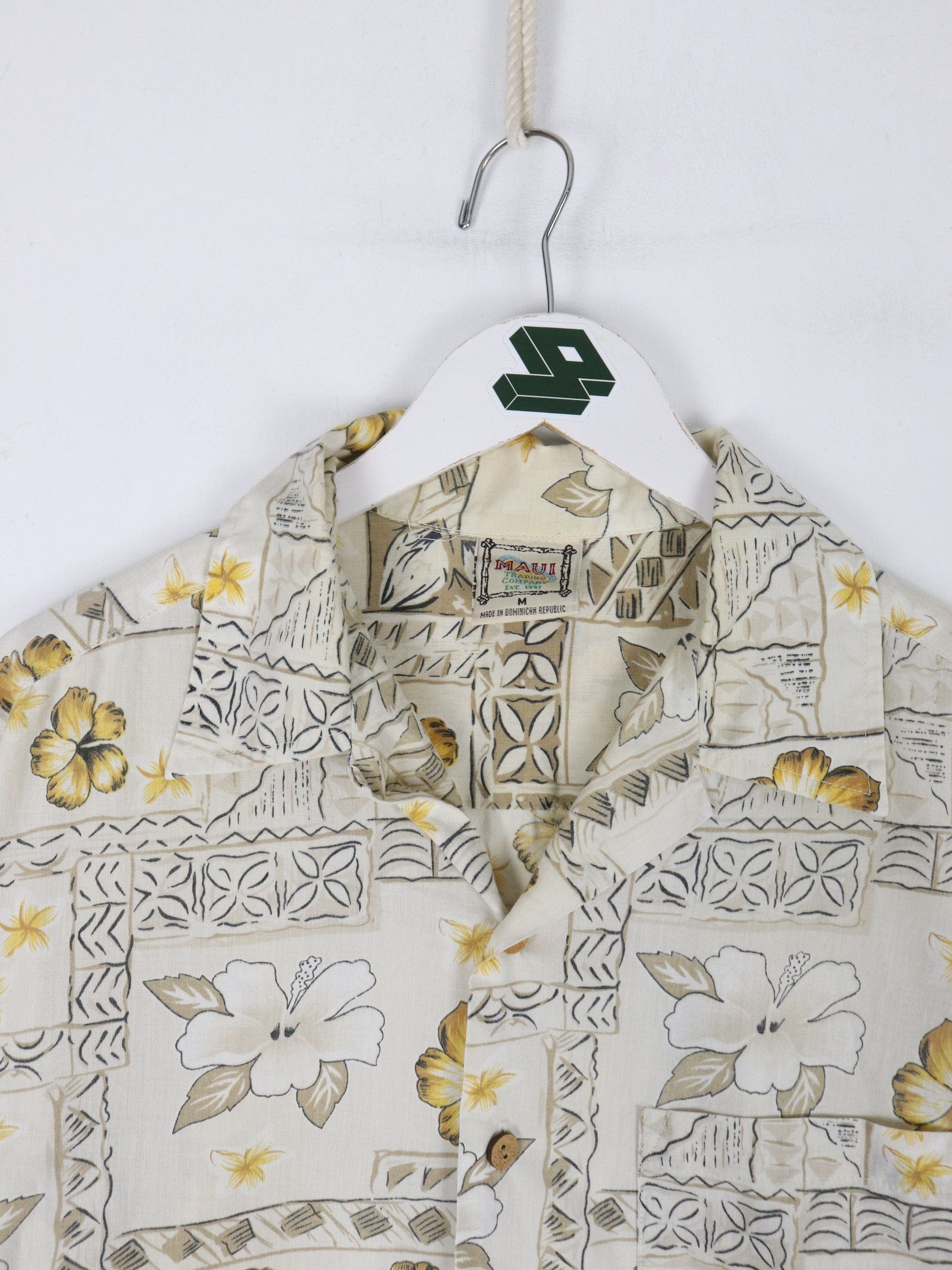 Other Button Up Shirts Maui Shirt Mens Medium Beige Floral Hawaiian