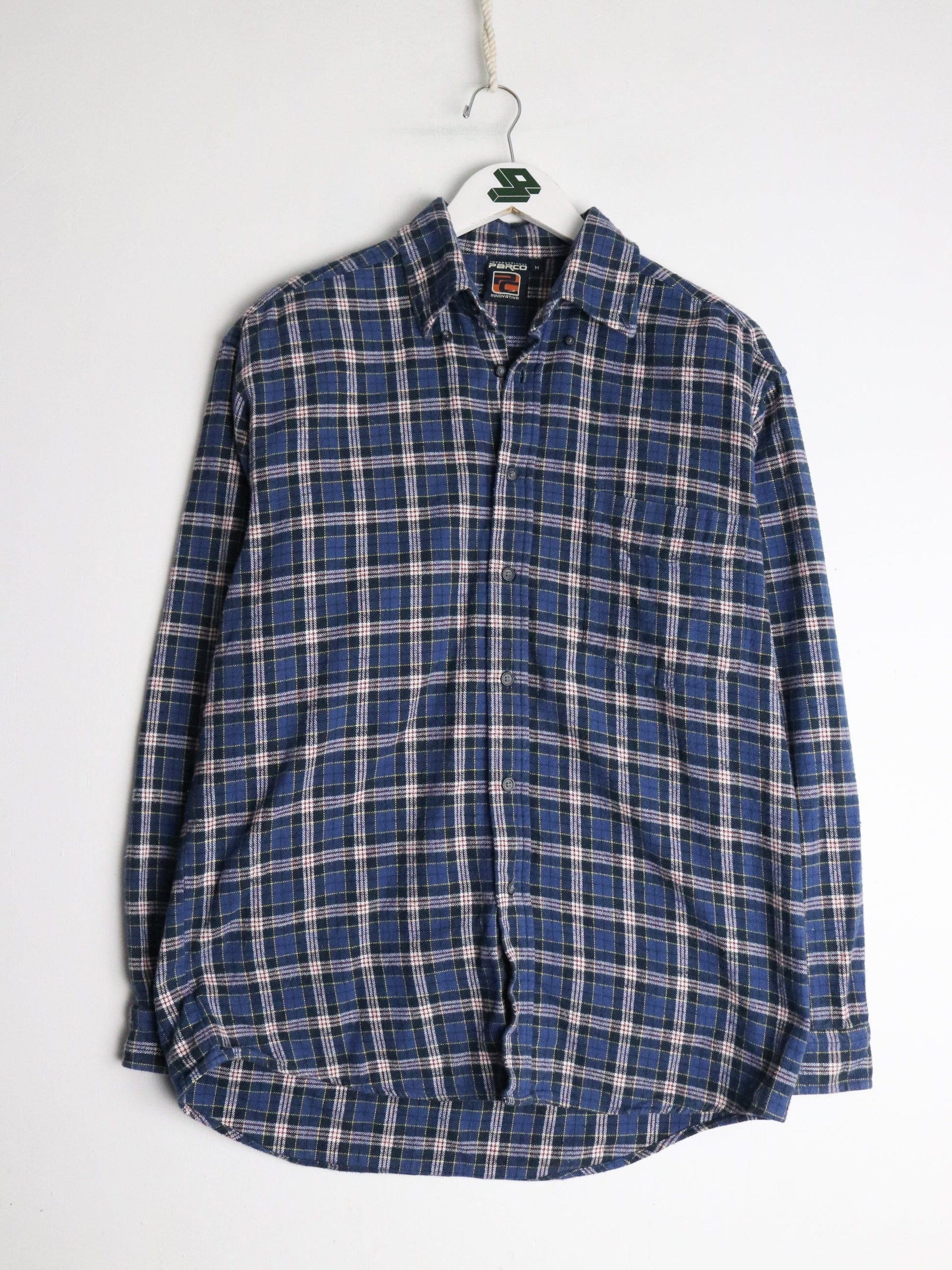 Other Button Up Shirts Parco Shirt Mens Medium Blue Plaid Button Up