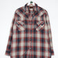 Other Button Up Shirts Plains Western Wear Shirt Mens Large Red Grey Plaid Pearl Snap