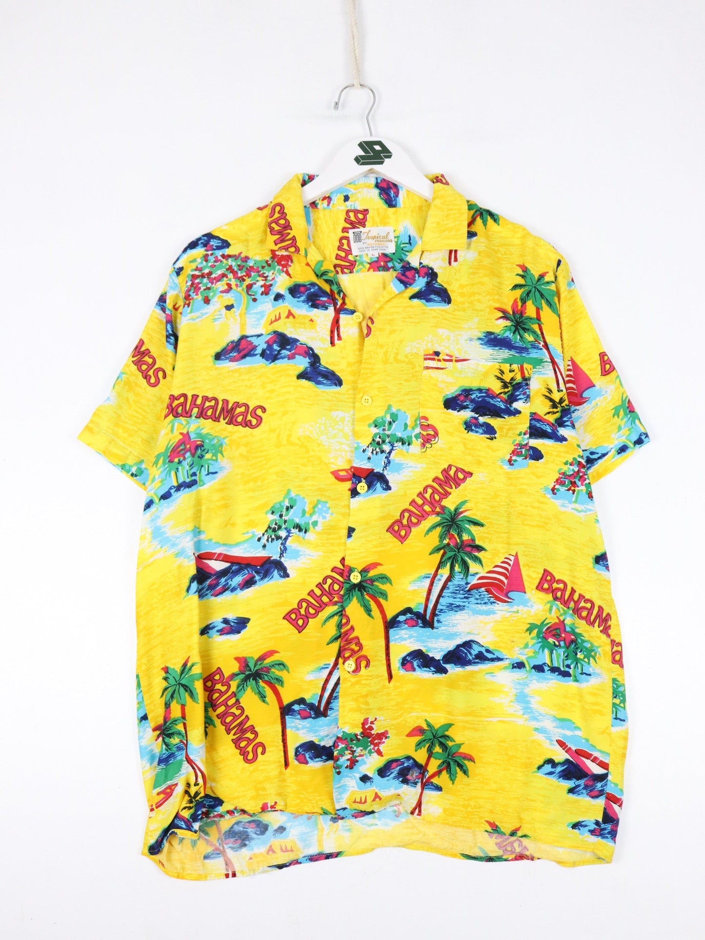 Other Button Up Shirts Tropical Fashions Shirt Mens Large Yellow Floral Bahamas Button Up