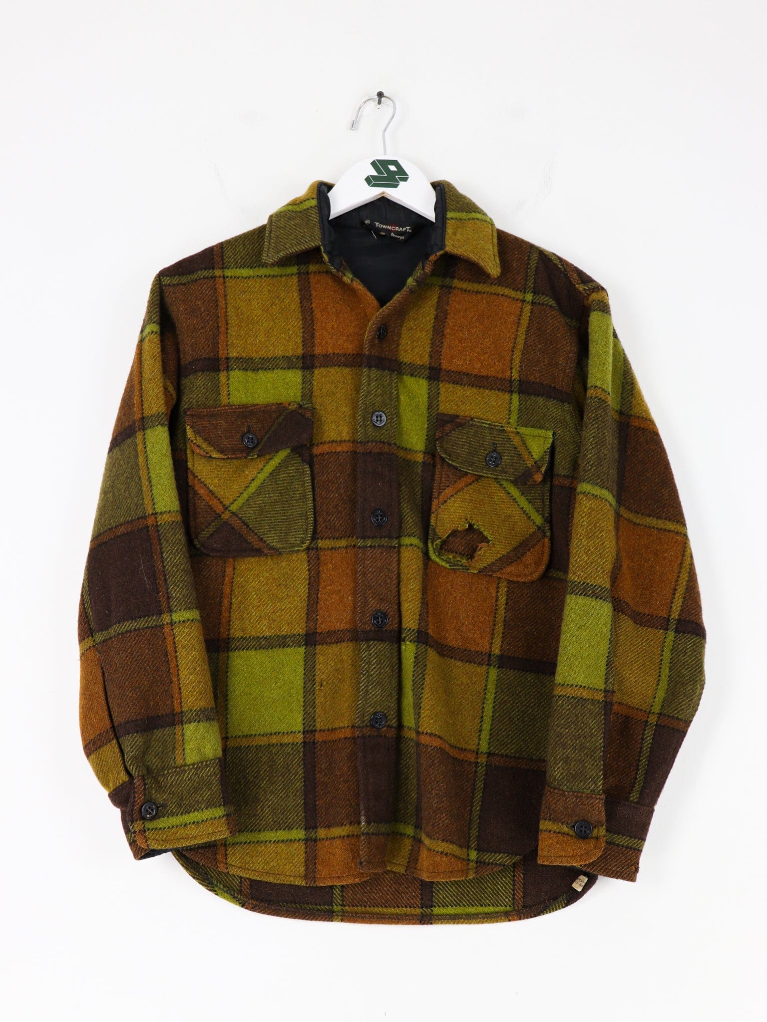Vintage 80s Towncraft Wool Blend Flannel Shirt Size Medium Fits Small