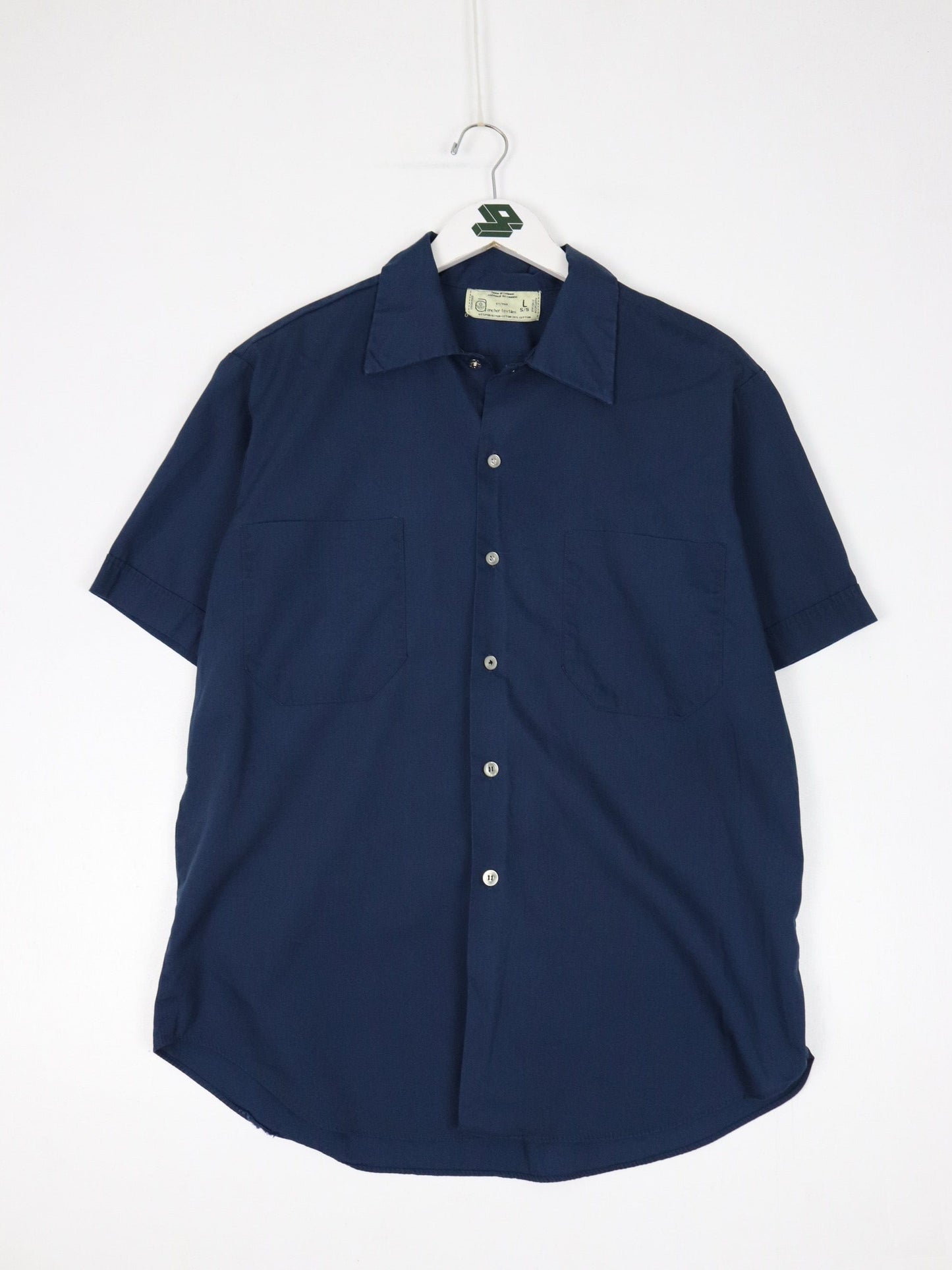 Other Button Up Shirts Vintage Anchor Textiles Shirt Mens Large Blue Short Sleeve Button Up