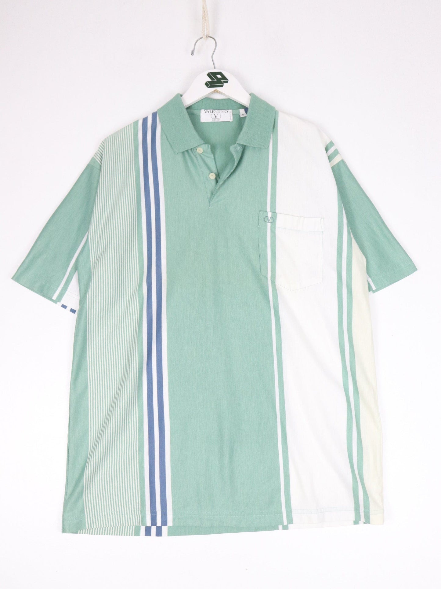 Other Button Up Shirts Vintage Bootleg Valentino Polo Shirt Mens 4 Large Green Striped