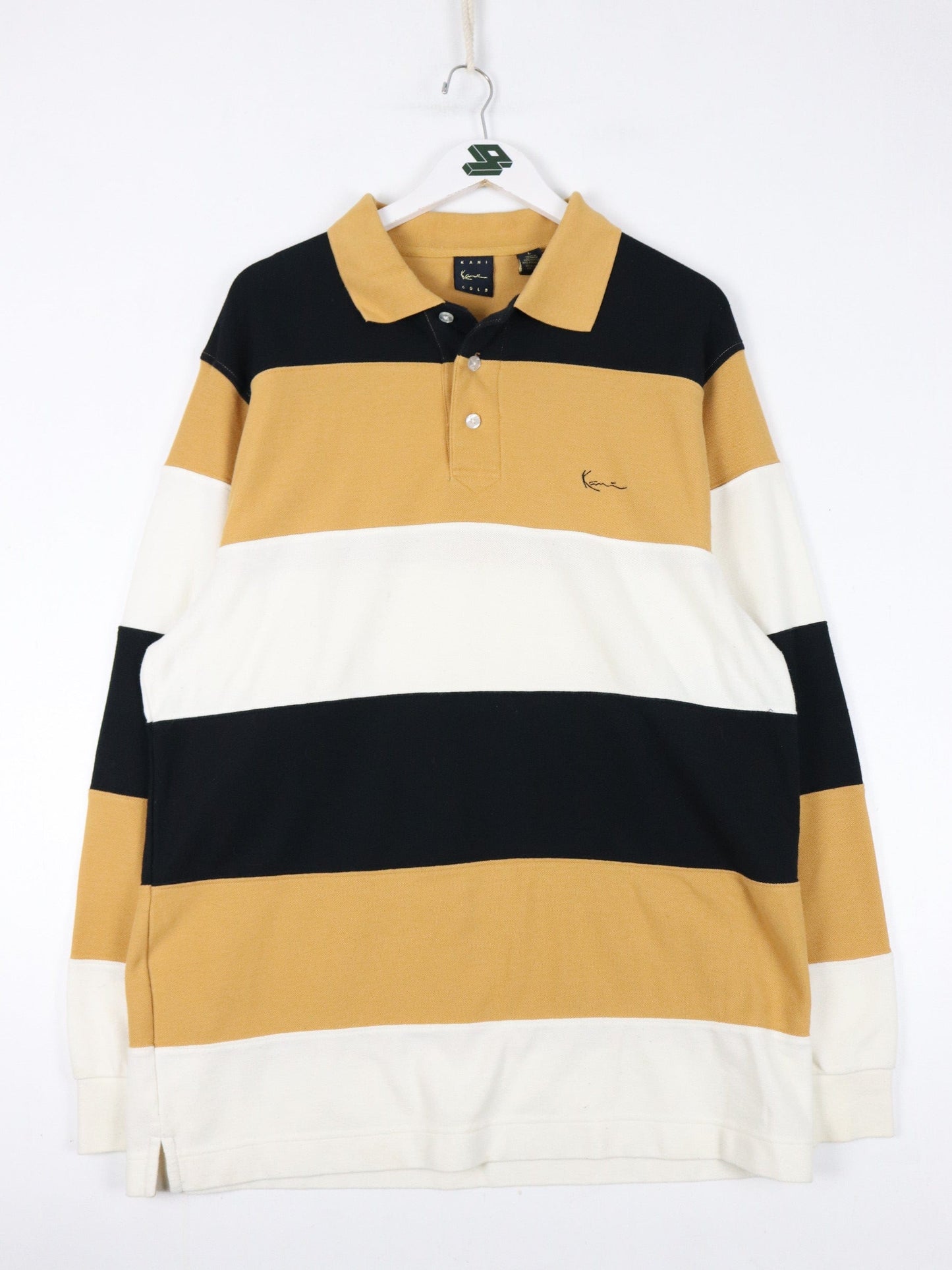 Other Button Up Shirts Vintage Karl Kani Polo Shirt Mens Large Yellow Striped Rugby  Y2K