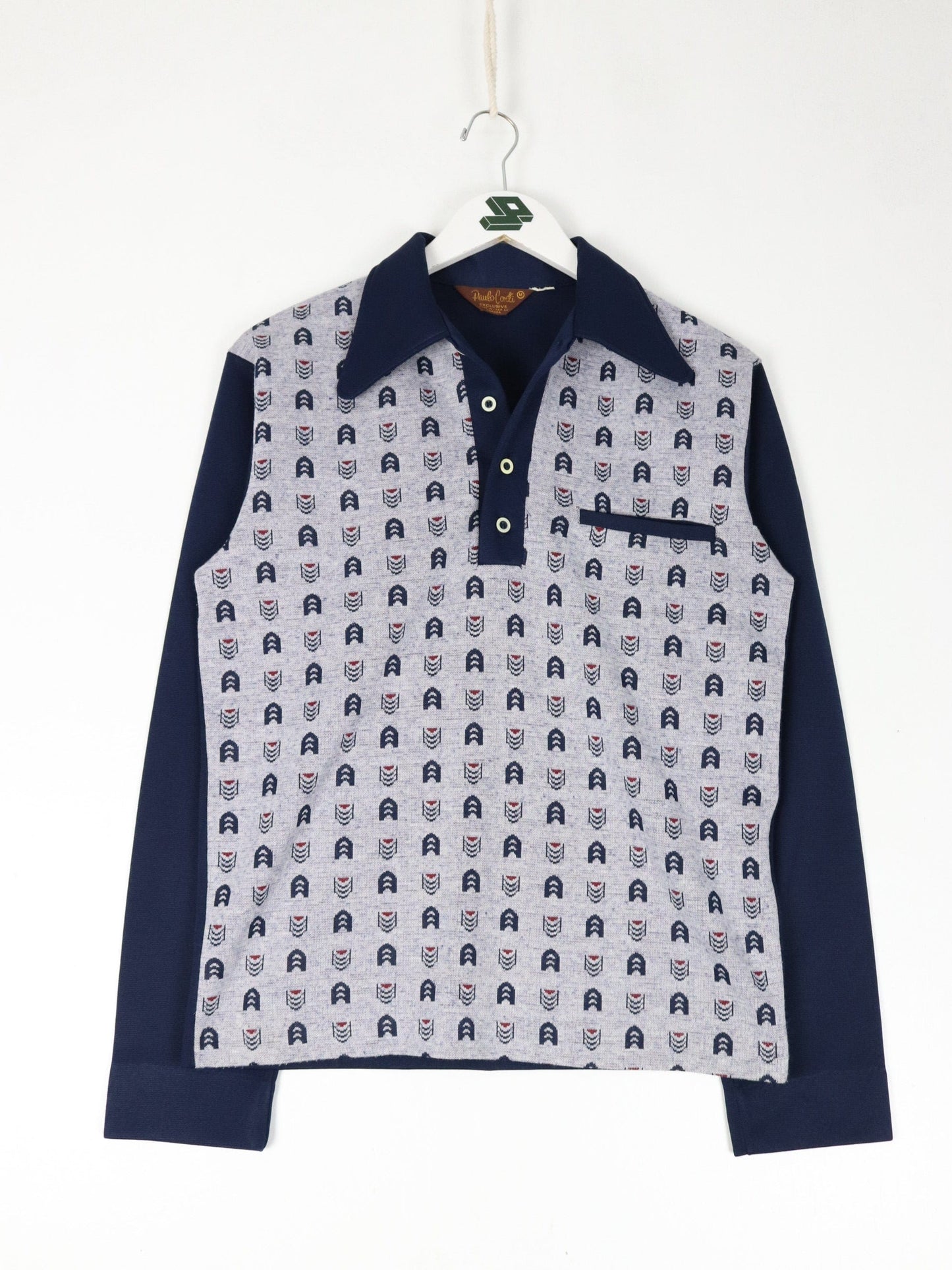 Other Button Up Shirts Vintage Paul Conti Shirt Mens Medium Grey Blue Pattern