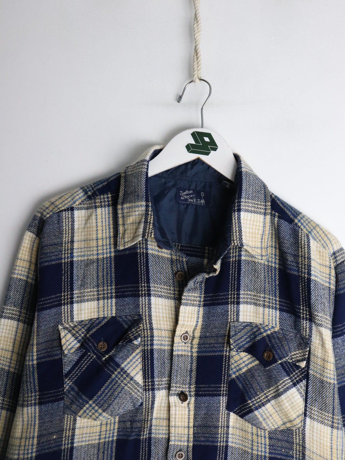 Other Button Up Shirts Vintage Sutton Place Shirt Fits Mens Large Blue Flannel Button Up