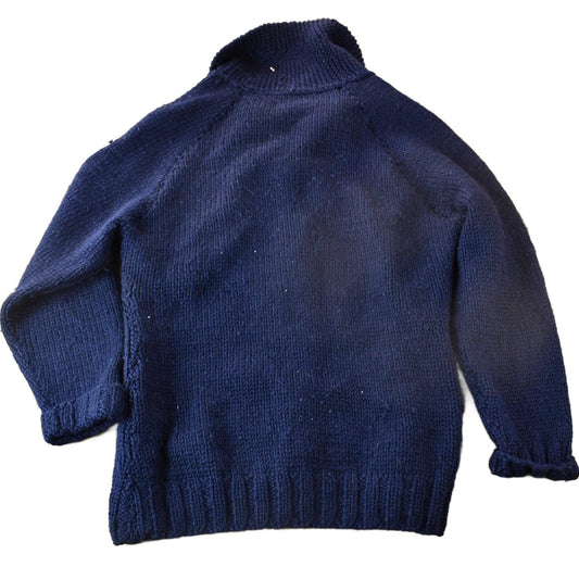 Other Clothing > Gender Neutral Adult Clothing > Hoodies & Sweatshirts > Sweatshirts Vintage 1950s Hand-Knit Blank Navy Blue Cowichan Sweater Men's Medium