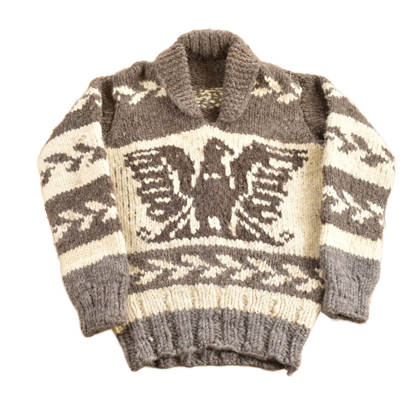 Other Clothing > Gender Neutral Adult Clothing > Hoodies & Sweatshirts > Sweatshirts Vintage 1950s Hand-Knit Eagle Theme Heavy Weight Sweater Men's M