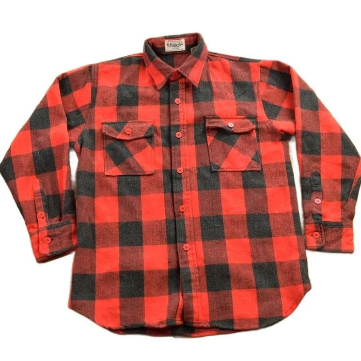Other Clothing > Gender Neutral Adult Clothing > Hoodies & Sweatshirts > Sweatshirts Vintage 1950s P. Kimberley Buffalo Plaid Wool Button Up Shirt Men's Medium