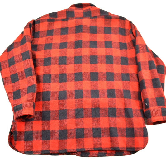 Other Clothing > Gender Neutral Adult Clothing > Hoodies & Sweatshirts > Sweatshirts Vintage 1950s Winter King Buffalo Plaid Wool Button Up Shirt Men's Large