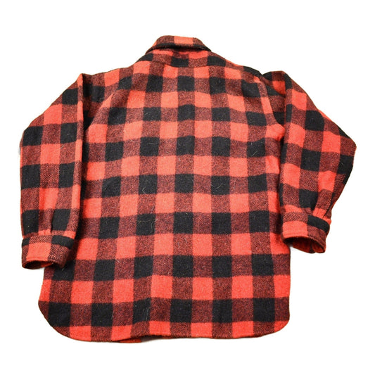 Other Clothing > Gender Neutral Adult Clothing > Hoodies & Sweatshirts > Sweatshirts Vintage 1950s Winter King Buffalo Plaid Wool Button Up Shirt Men's Large