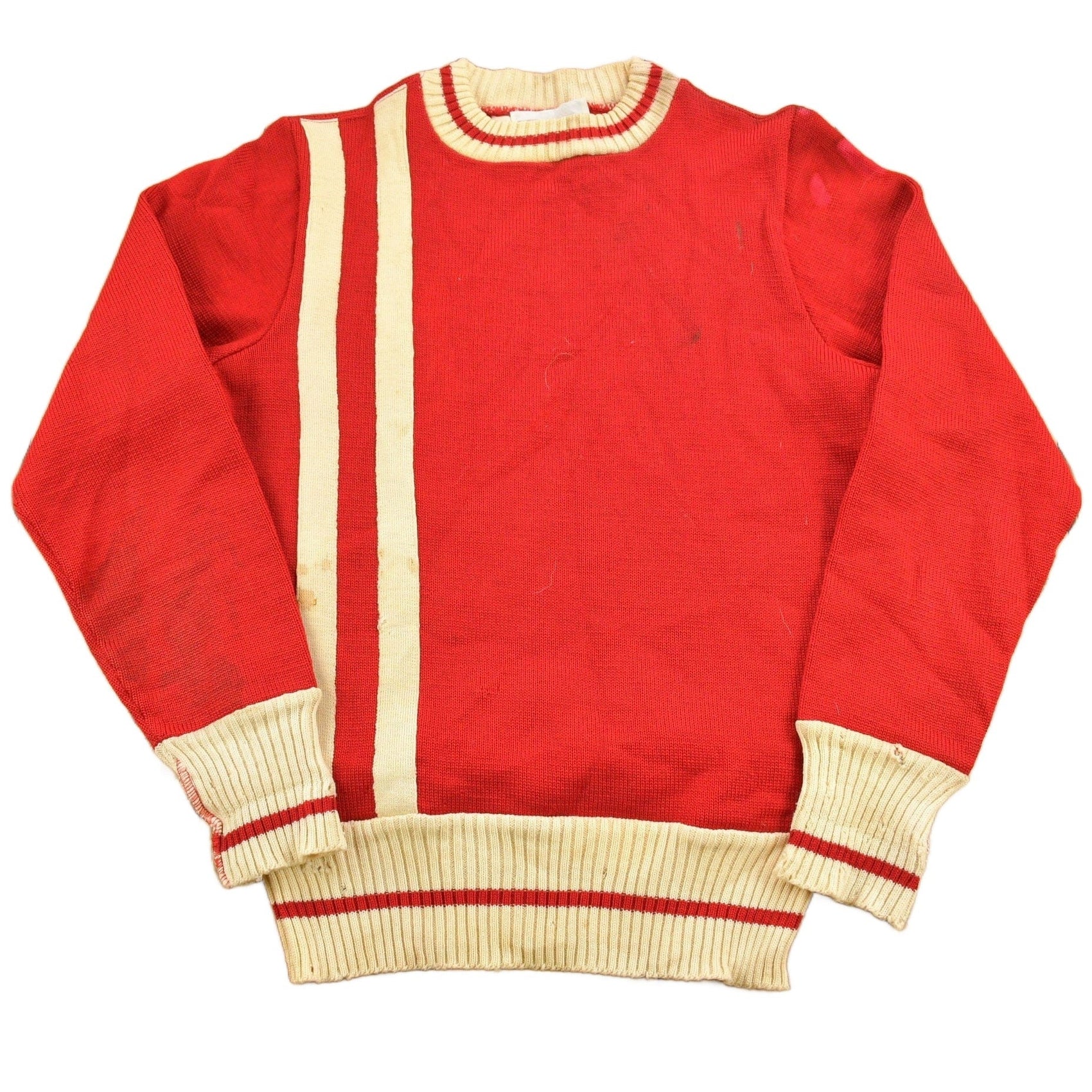 Other Clothing > Gender Neutral Adult Clothing > Hoodies & Sweatshirts > Sweatshirts Vintage 1960s Barry Collegiate Knitted Crewneck Sweater Men's Small