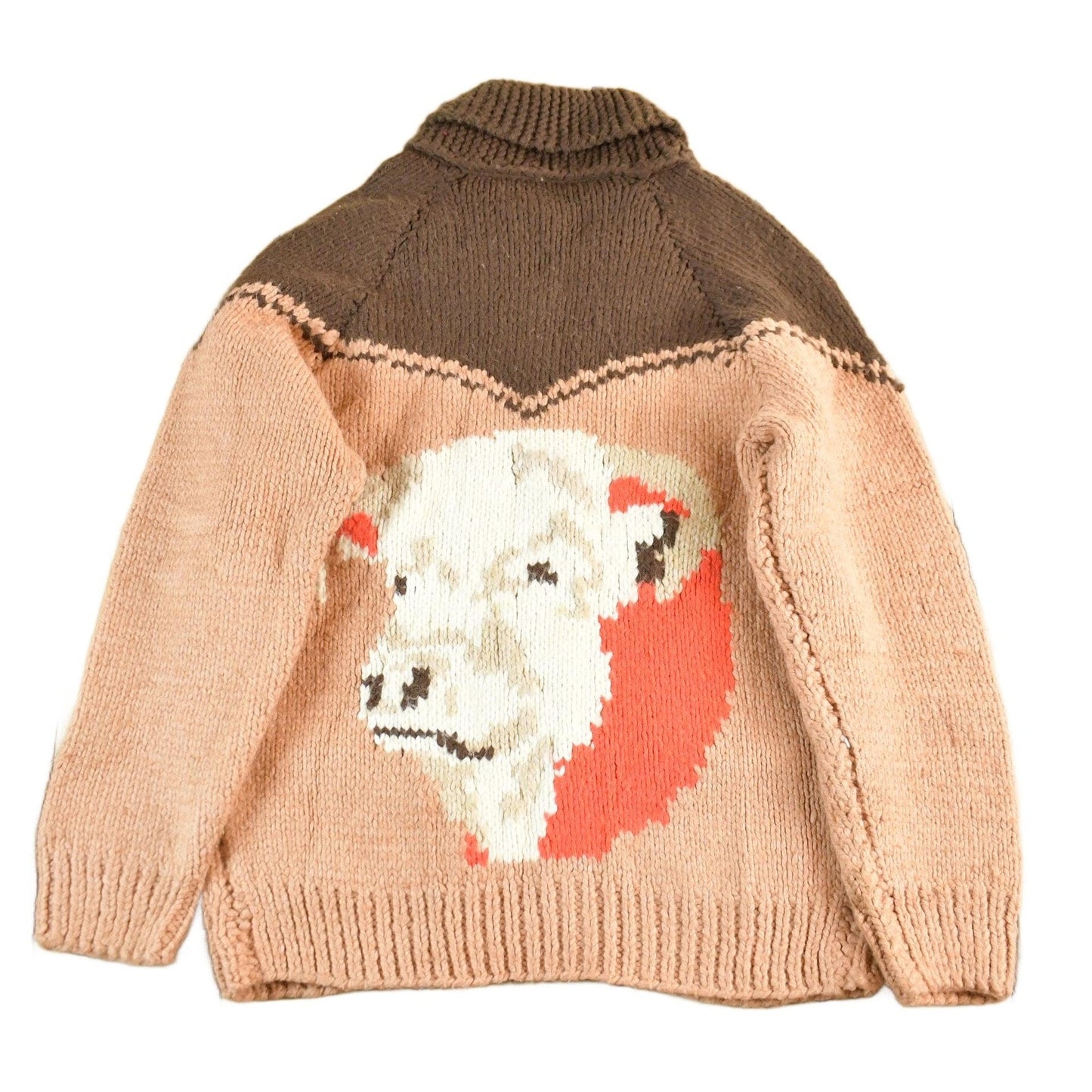 Other Clothing > Gender Neutral Adult Clothing > Hoodies & Sweatshirts > Sweatshirts Vintage 1960s Cowichan Hand Knit Shawl Collar Zip Up Sweater Women's Medium