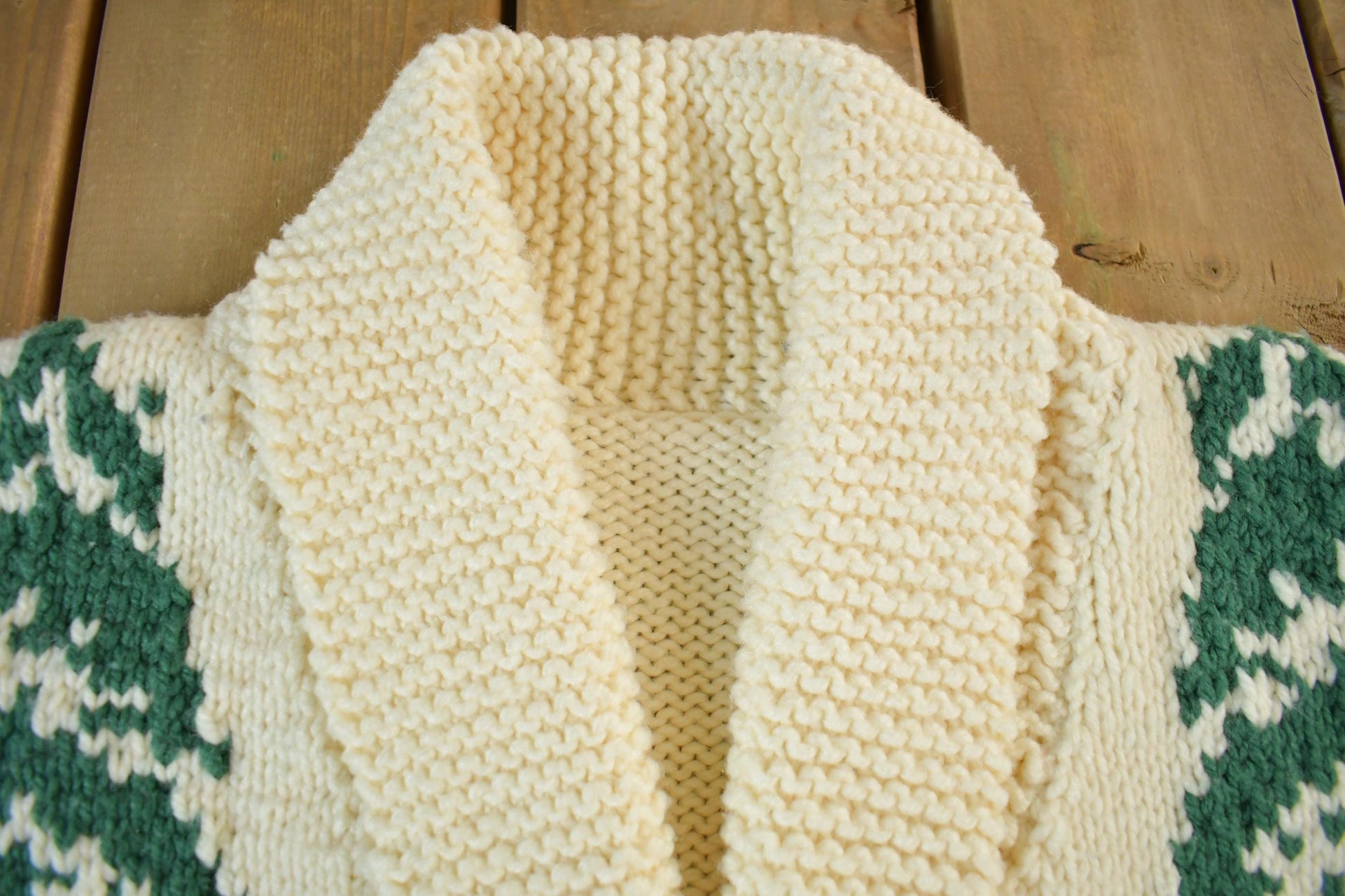 Other Clothing > Gender Neutral Adult Clothing > Hoodies & Sweatshirts > Sweatshirts Vintage 1960s Hand-Knit Elk Theme Cowichan Sweater Men's XL