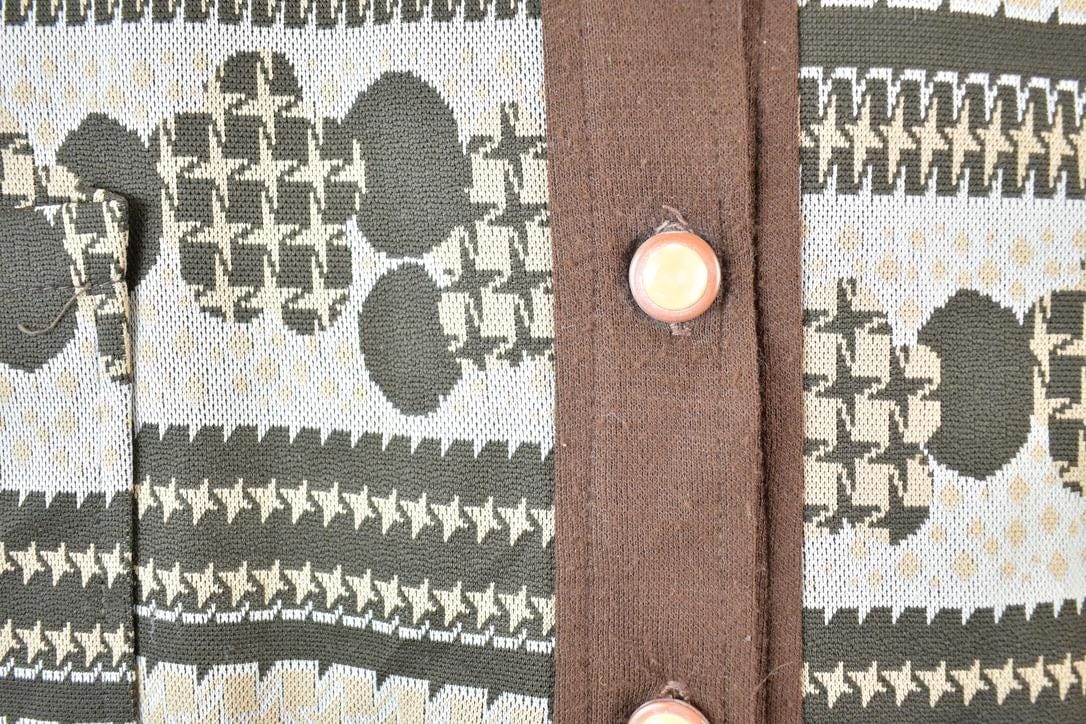 Other Clothing > Gender Neutral Adult Clothing > Hoodies & Sweatshirts > Sweatshirts Vintage 1960s Knit Abstract Pattern Button Up Cardigan Sweater Mens M