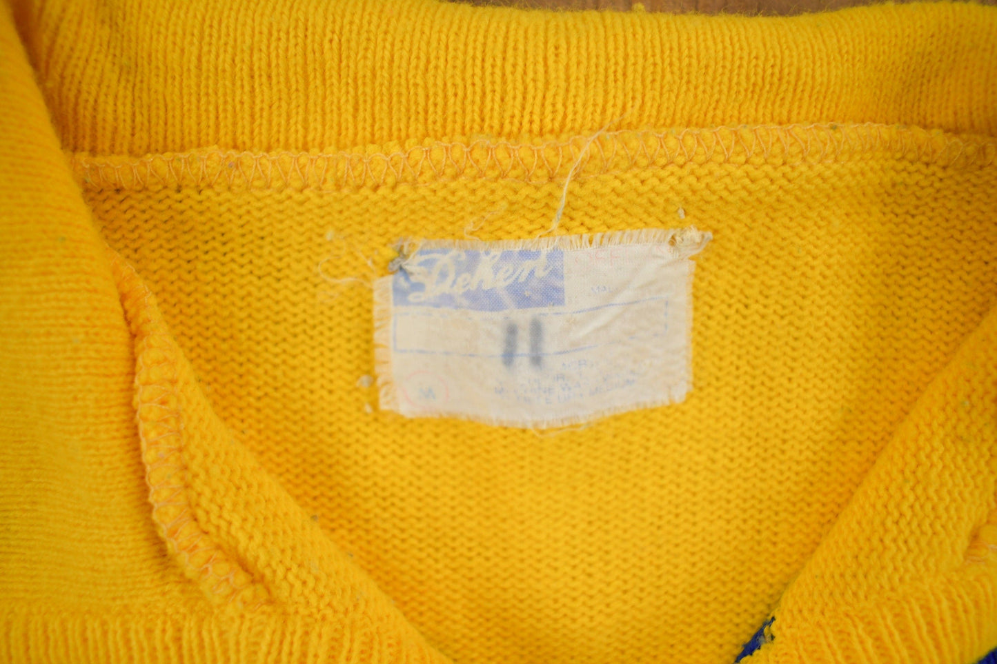 Other Clothing > Gender Neutral Adult Clothing > Hoodies & Sweatshirts > Sweatshirts Vintage 1960s SBS Collegiate Knit Sweater True Vintage Men's XS/ Cheerleader Sweater / Made In USA / Embroidered