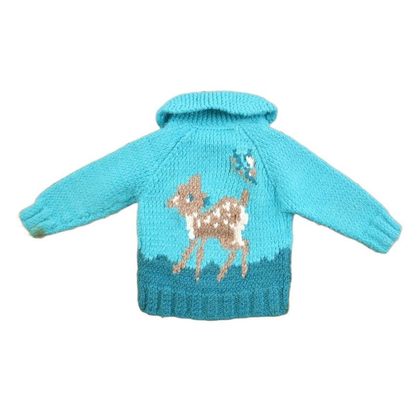 Other Clothing > Gender Neutral Adult Clothing > Hoodies & Sweatshirts > Sweatshirts Vintage 1960s Toddler Hand-Knit Deer Fawn Cowichan Sweater