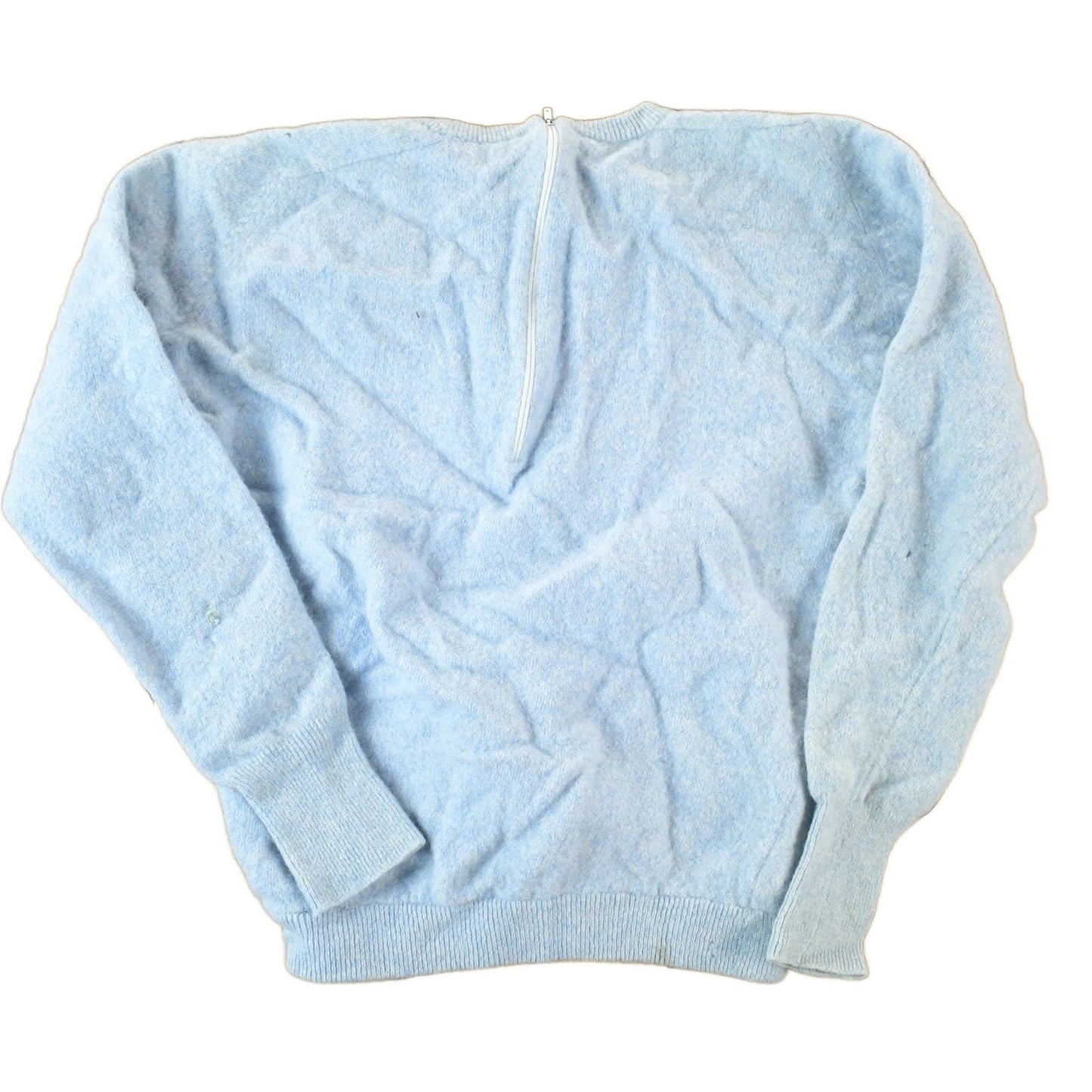 Other Clothing > Gender Neutral Adult Clothing > Hoodies & Sweatshirts > Sweatshirts Vintage 1960s Wool Knit Light Blue Crewneck Sweater Womens XS