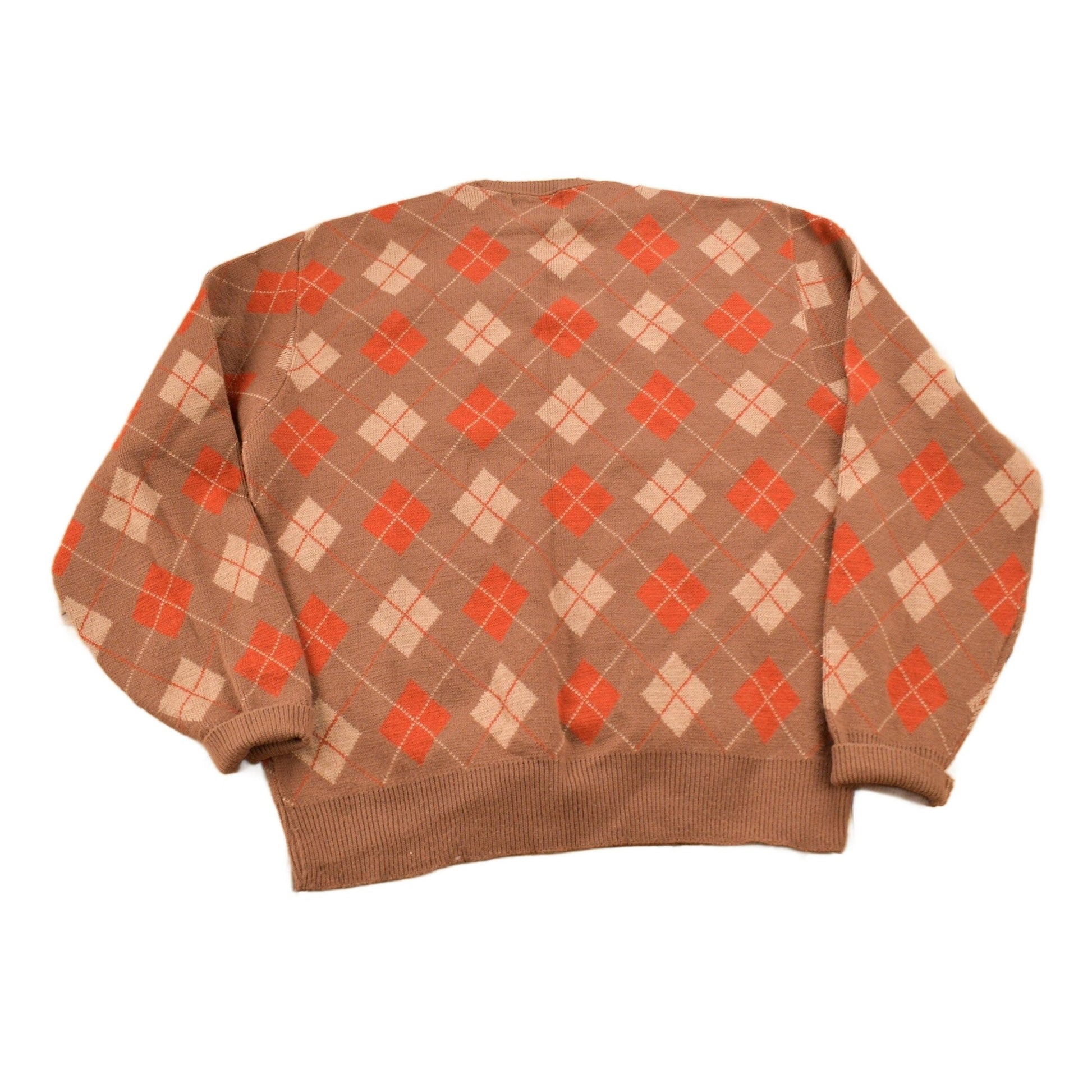 Other Clothing > Gender Neutral Adult Clothing > Hoodies & Sweatshirts > Sweatshirts Vintage 1970s Christopher Michael Argyle Knitted Crewneck Sweater Men's Small