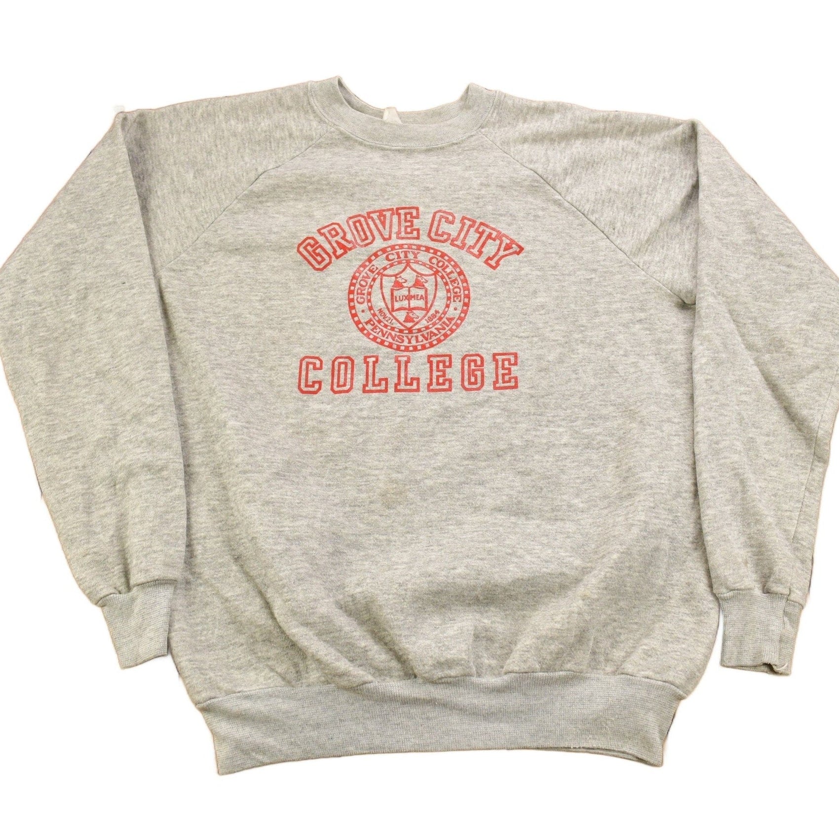 Other Clothing > Gender Neutral Adult Clothing > Hoodies & Sweatshirts > Sweatshirts Vintage 1970s Grove City College Collegiate Raglan Crewneck