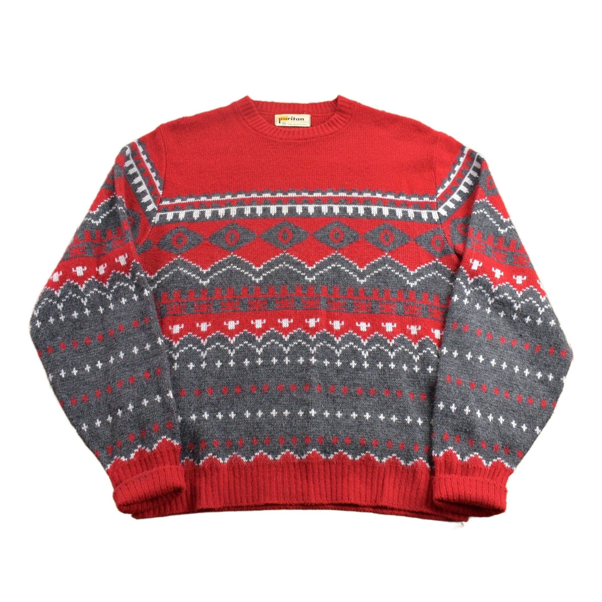 Other Clothing > Gender Neutral Adult Clothing > Hoodies & Sweatshirts > Sweatshirts Vintage 1970s Knitted Puritan Sportswear Knit Sweater Men's S