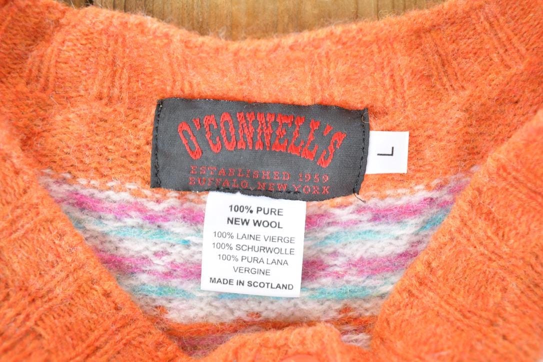 Other Clothing > Gender Neutral Adult Clothing > Hoodies & Sweatshirts > Sweatshirts Vintage 1970s O'Connell's Pure New Wool Knit Abstract Pattern Button up Sweater Women's Large