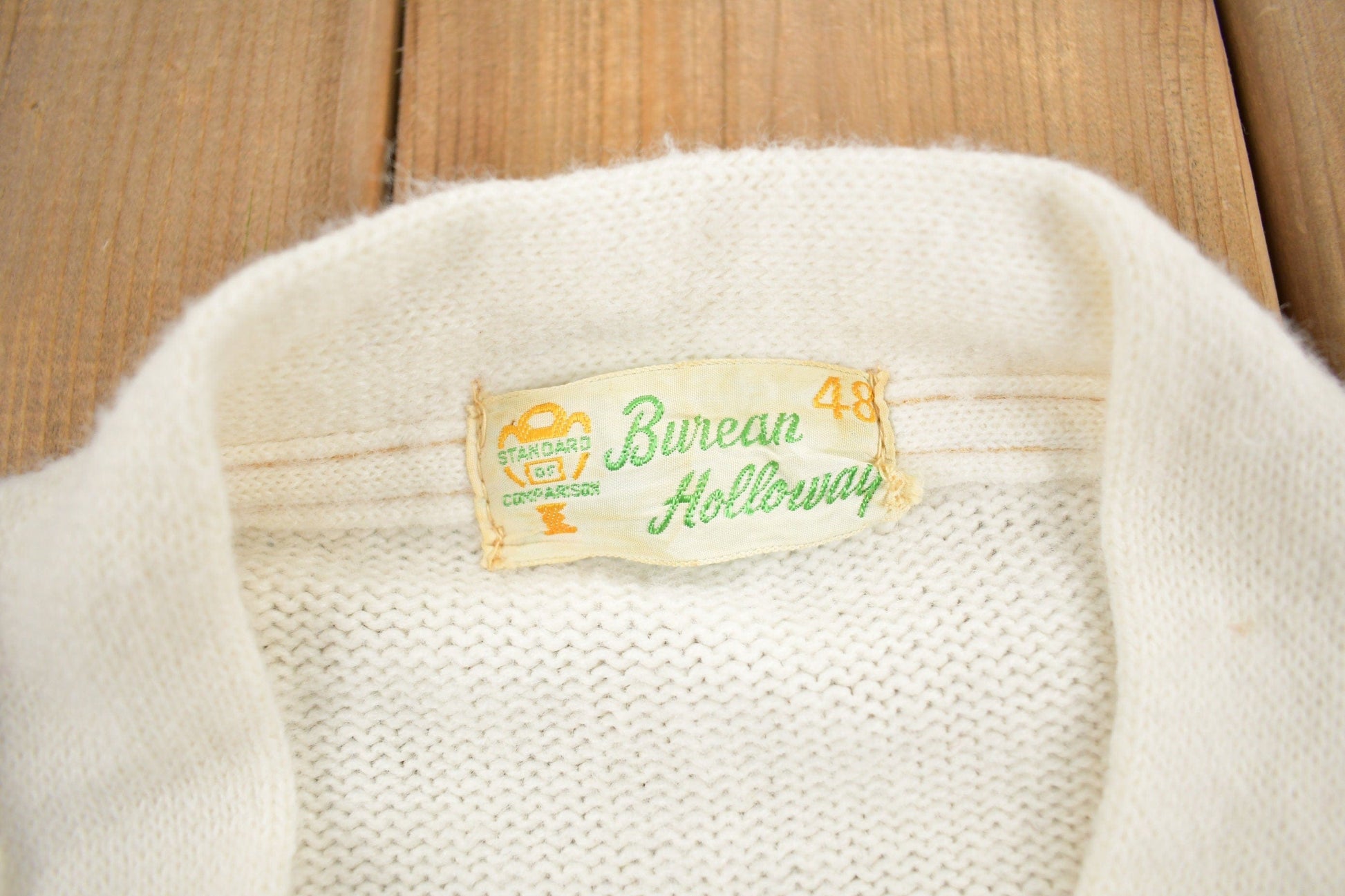 Other Clothing > Gender Neutral Adult Clothing > Hoodies & Sweatshirts > Sweatshirts Vintage 1971 100% Wool Collegiate Varsity Style Knit Sweater Athletic True Vintage / Made In USA / Burean Holloway