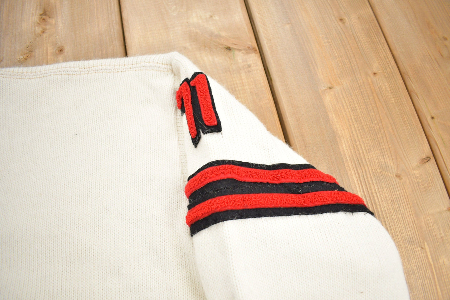 Other Clothing > Gender Neutral Adult Clothing > Hoodies & Sweatshirts > Sweatshirts Vintage 1971 100% Wool Collegiate Varsity Style Knit Sweater Athletic True Vintage / Made In USA / Burean Holloway