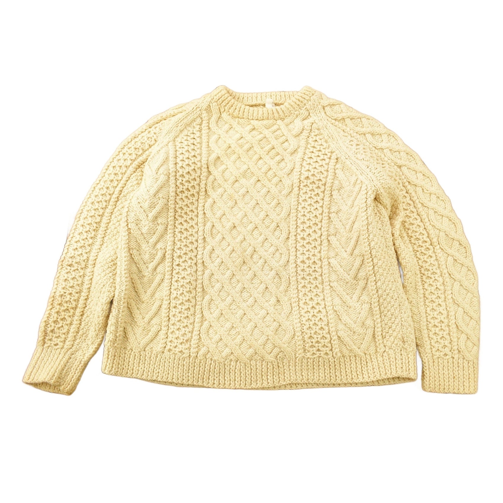 Other Clothing > Gender Neutral Adult Clothing > Hoodies & Sweatshirts > Sweatshirts Vintage 1980s 100% Wool Cable Knit Crewneck Sweater