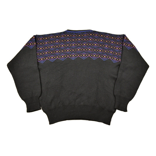 Other Clothing > Gender Neutral Adult Clothing > Hoodies & Sweatshirts > Sweatshirts Vintage 1980s Abstract Pattern Meister Knitted Crewneck Sweater Men's Large