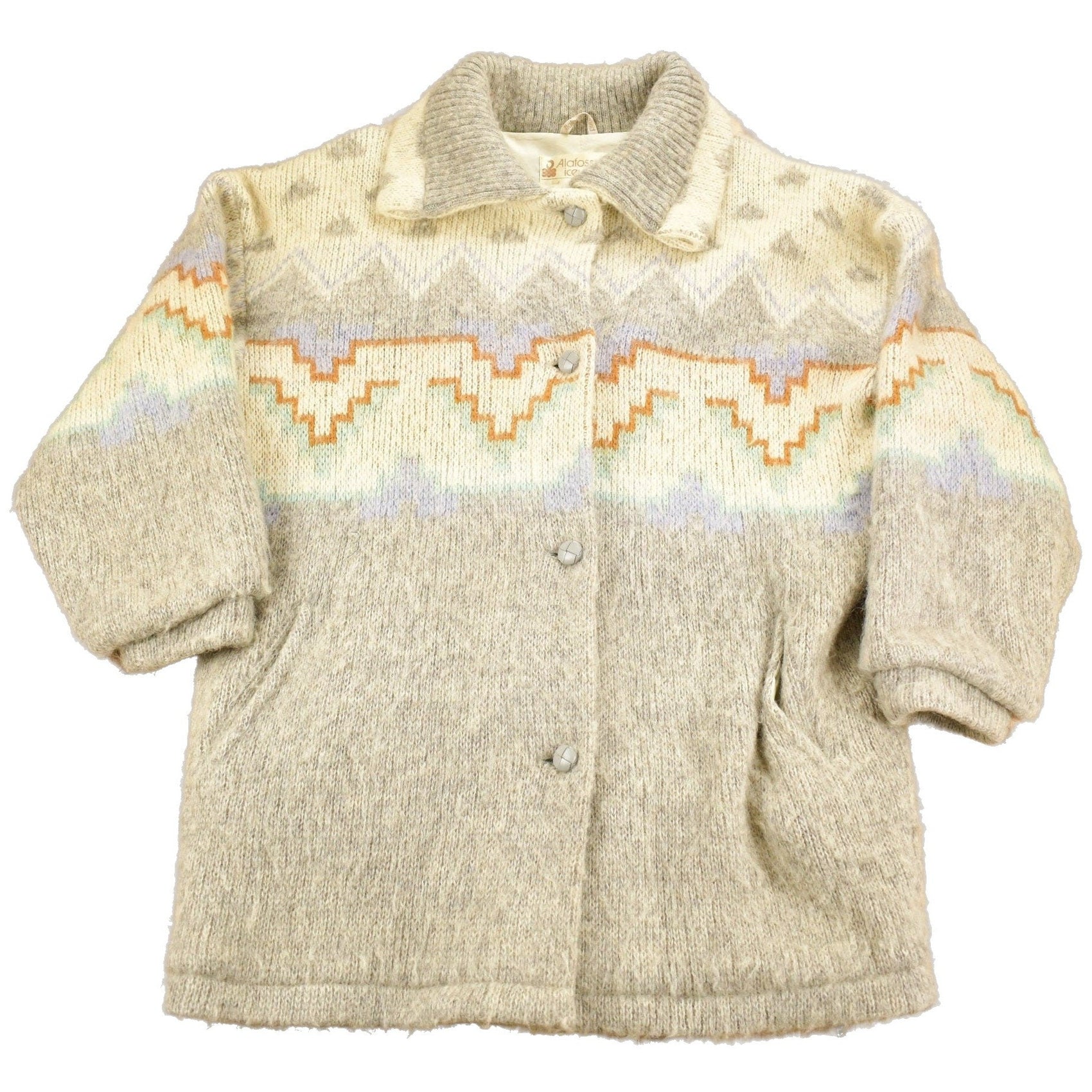 Other Clothing > Gender Neutral Adult Clothing > Hoodies & Sweatshirts > Sweatshirts Vintage 1980s Alafoss Icewool Wool Jacket Men's Small/ Made In Iceland / Outdoorsman / Vintage Knit / Winter Sweatshirt