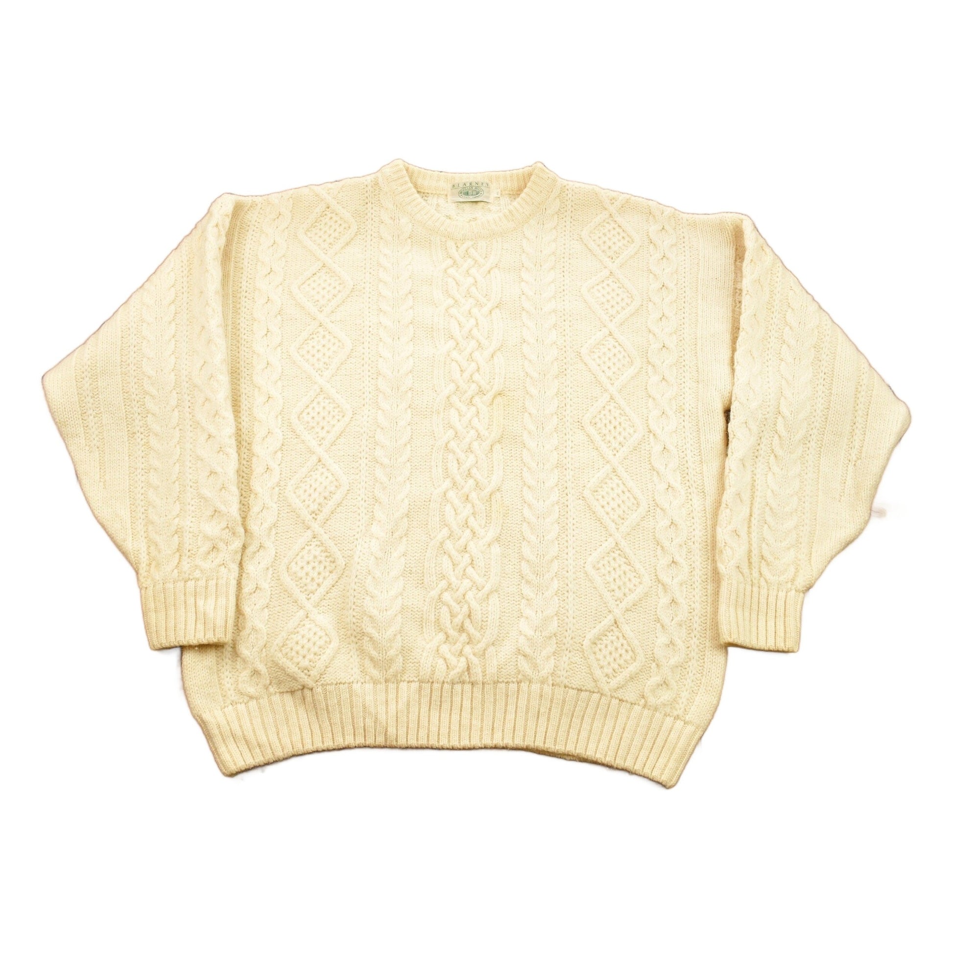 Other Clothing > Gender Neutral Adult Clothing > Hoodies & Sweatshirts > Sweatshirts Vintage 1980s Blarney Woolen Mills Cable Knitted Sweater Men's 2XL