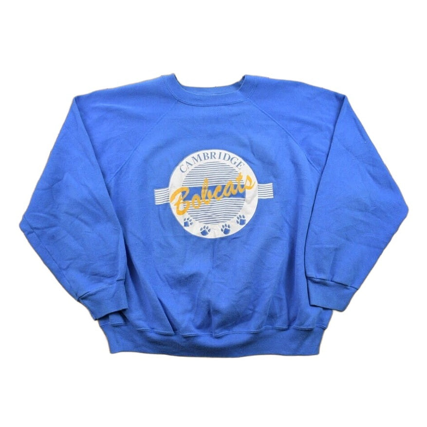 Other Clothing > Gender Neutral Adult Clothing > Hoodies & Sweatshirts > Sweatshirts Vintage 1980s Cambridge University Collegiate Crewneck Men's Medium/ Bobcats / Embroidered / NCAA Sweatshirt / Sportswear / Americana / 80s / Raglan