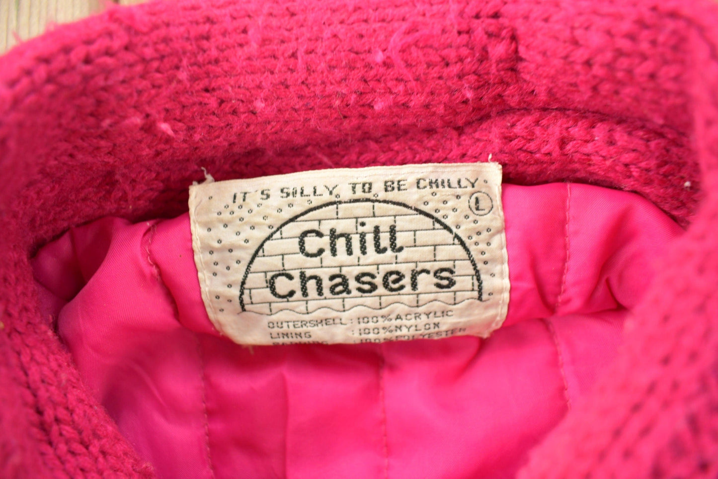 Other Clothing > Gender Neutral Adult Clothing > Hoodies & Sweatshirts > Sweatshirts Vintage 1980s Chill Chasers 3D Pink Cable Knit Sweater
