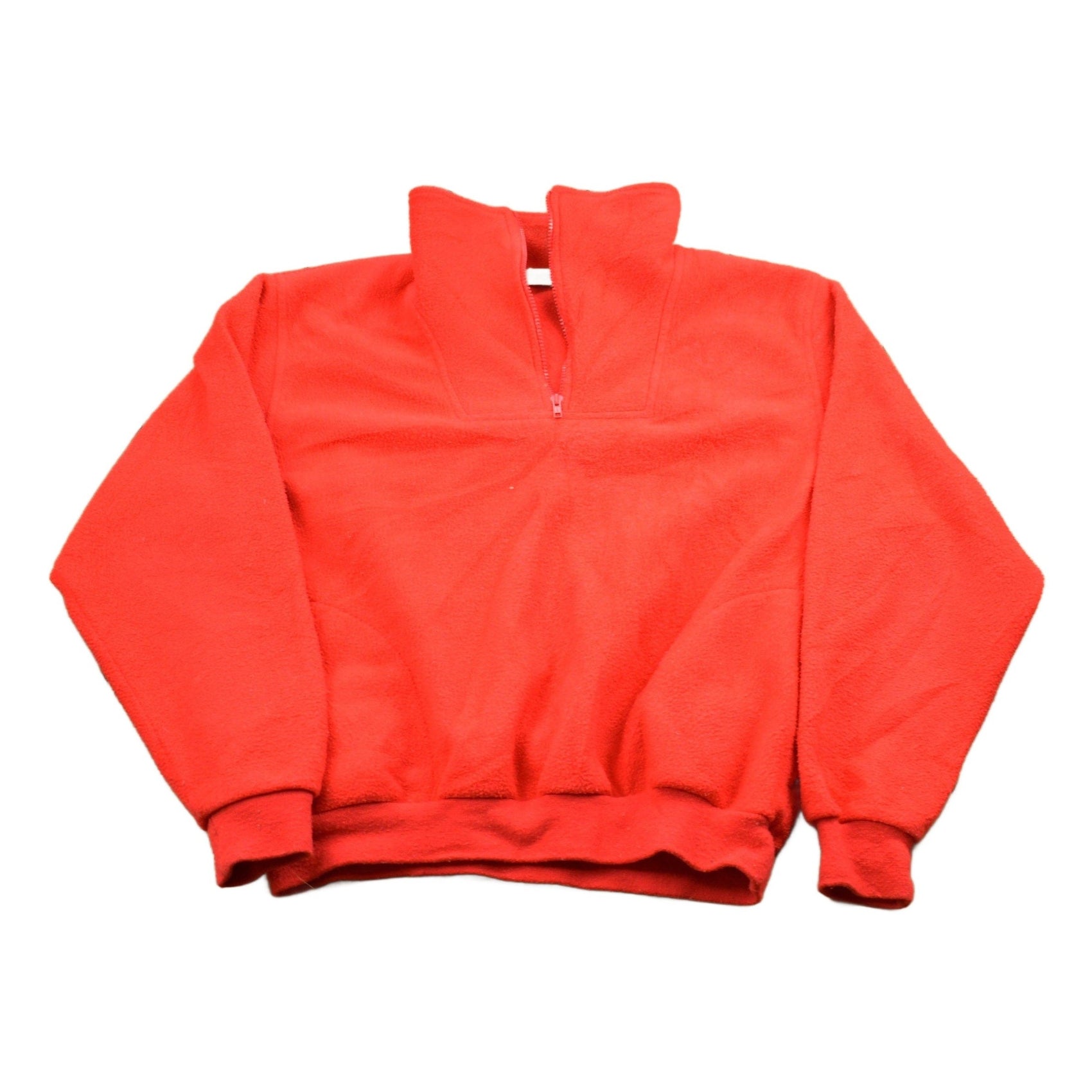 Other Clothing > Gender Neutral Adult Clothing > Hoodies & Sweatshirts > Sweatshirts Vintage 1980s Fast Trak Red Quarter Zip Pullover Fleece Sweater Men's Large/ Sportswear / 90s Crewneck / Streetwear / Athleisure / Hiking