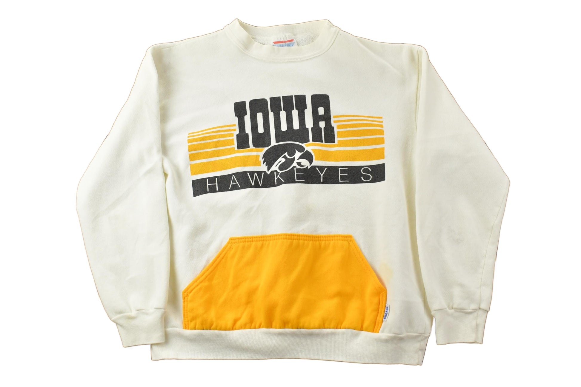 Other Clothing > Gender Neutral Adult Clothing > Hoodies & Sweatshirts > Sweatshirts Vintage 1980s Iowa Hawkeyes Dodger University Collegiate Crewneck Men's Large/ Embroidered / NCAA Sweatshirt / Sportswear / Americana