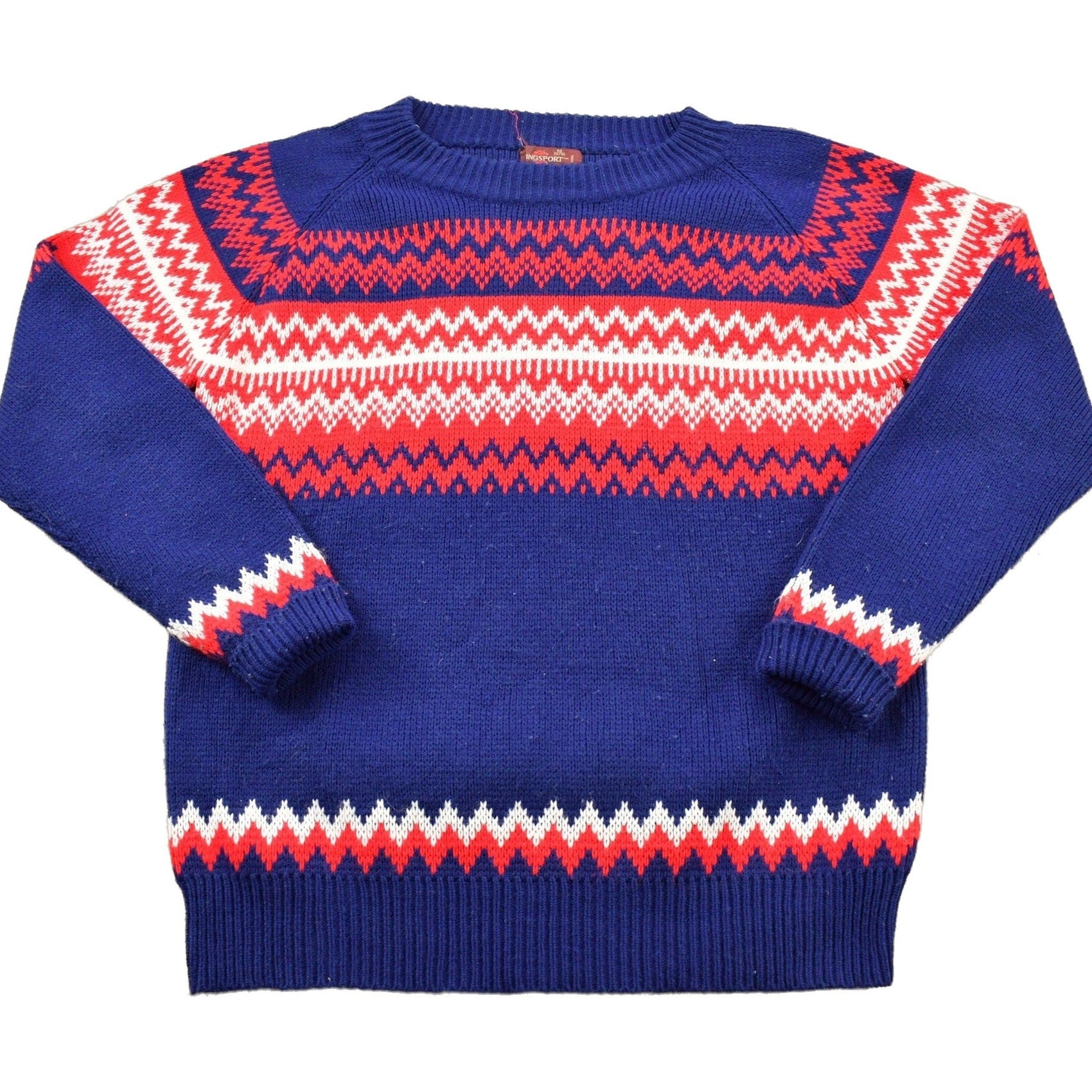 Other Clothing > Gender Neutral Adult Clothing > Hoodies & Sweatshirts > Sweatshirts Vintage 1980s Kings Sport Knitted Crewneck Sweater Men's Medium