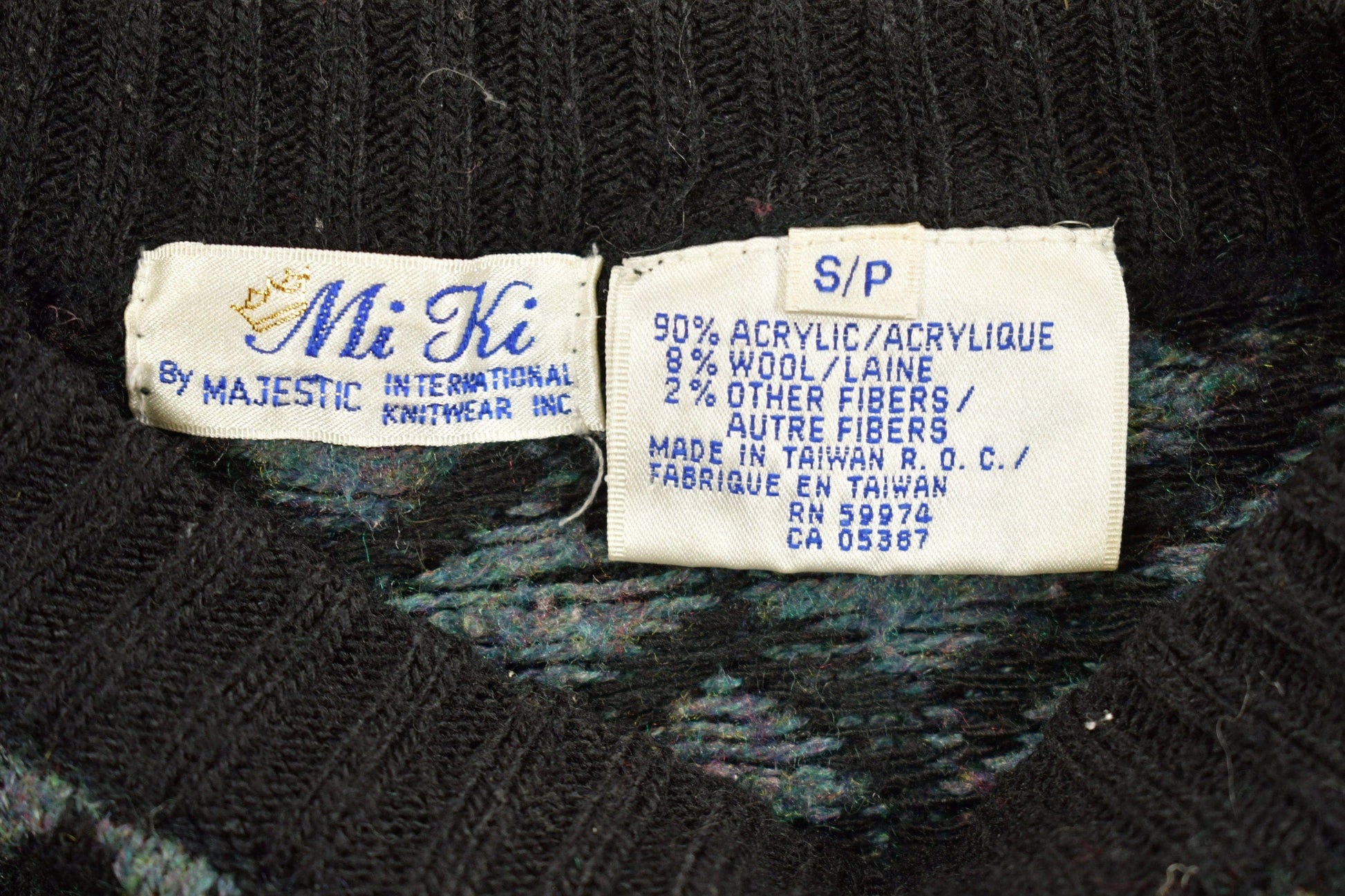 Other Clothing > Gender Neutral Adult Clothing > Hoodies & Sweatshirts > Sweatshirts Vintage 1980s Knitted Floral Mi Ki Knit Sweater Men's Small