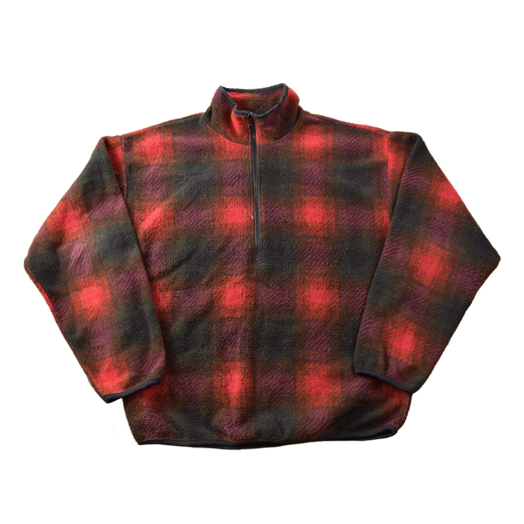Other Clothing > Gender Neutral Adult Clothing > Hoodies & Sweatshirts > Sweatshirts Vintage 1980s Marciano Showdow Plaid Fleece Quarter Zip Sweater Men's Large
