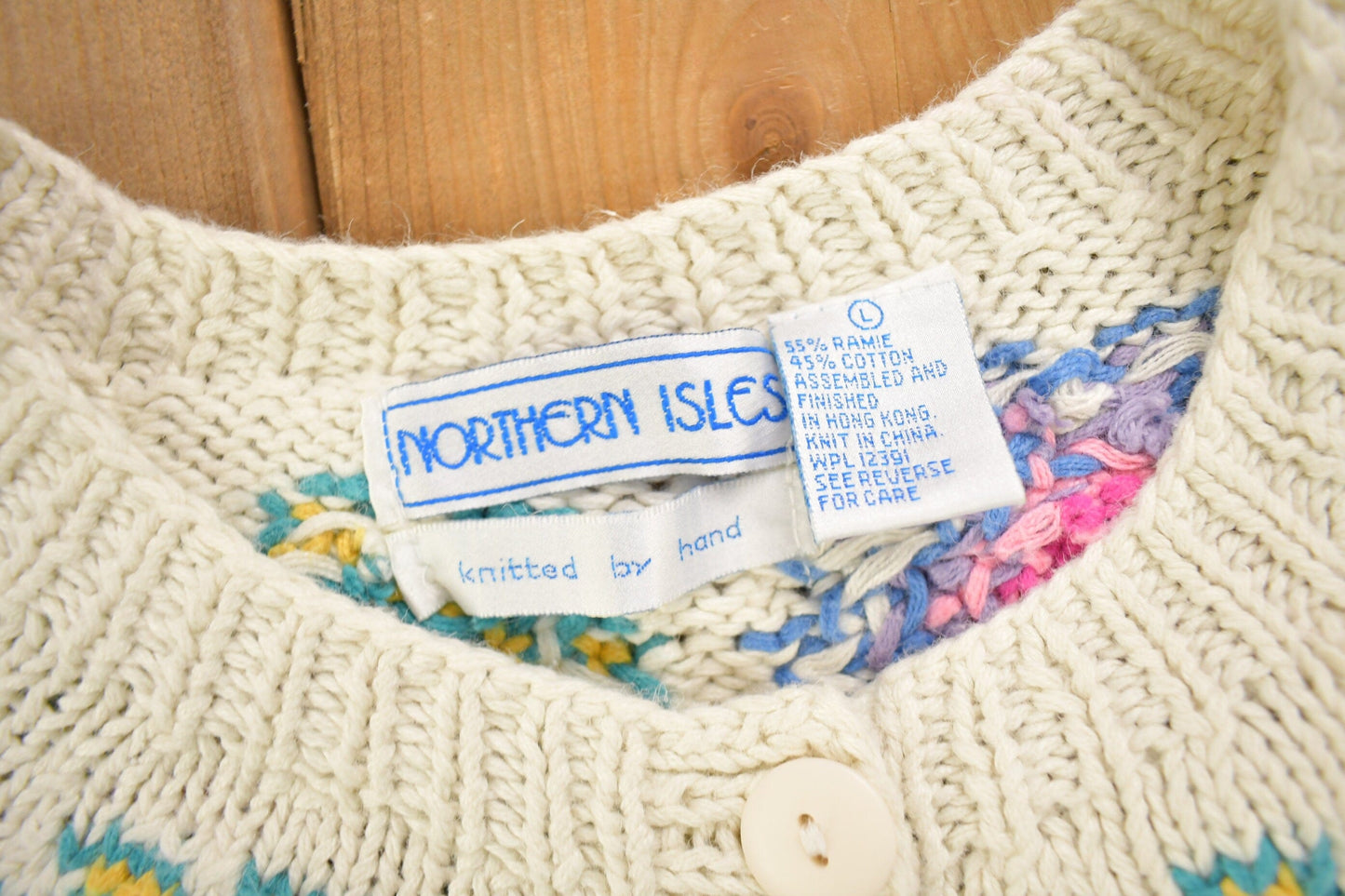 Other Clothing > Gender Neutral Adult Clothing > Hoodies & Sweatshirts > Sweatshirts Vintage 1980s Northern Isles Hand Knit Cardigan Sweater Women's M