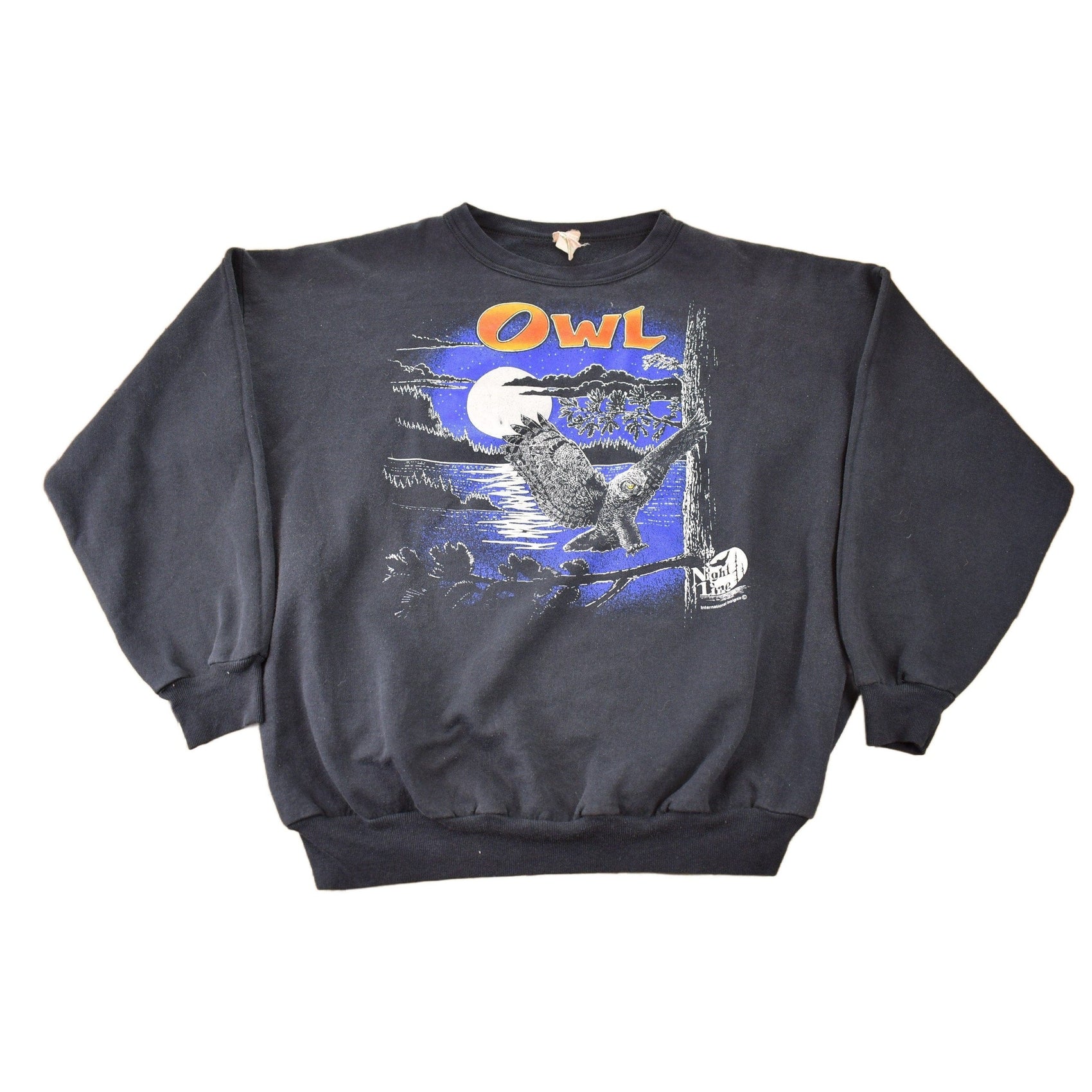 Other Clothing > Gender Neutral Adult Clothing > Hoodies & Sweatshirts > Sweatshirts Vintage 1980s Owl Crewneck Sweatshirt Men's Small
