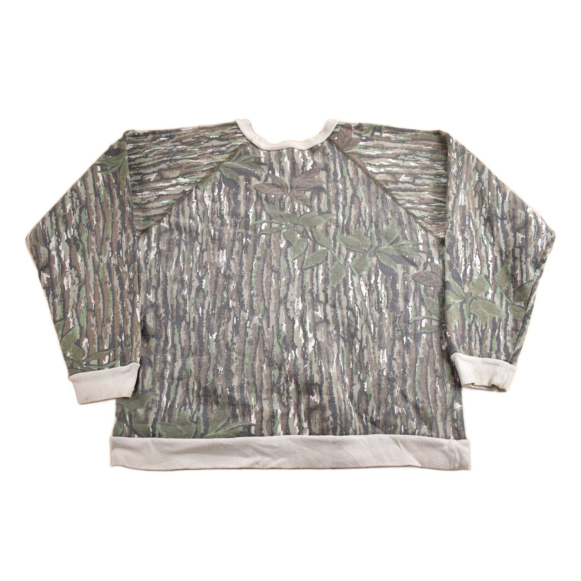 Other Clothing > Gender Neutral Adult Clothing > Hoodies & Sweatshirts > Sweatshirts Vintage 1980s Real Tree Bark Camo Crewneck Sweatshirt Men's Medium