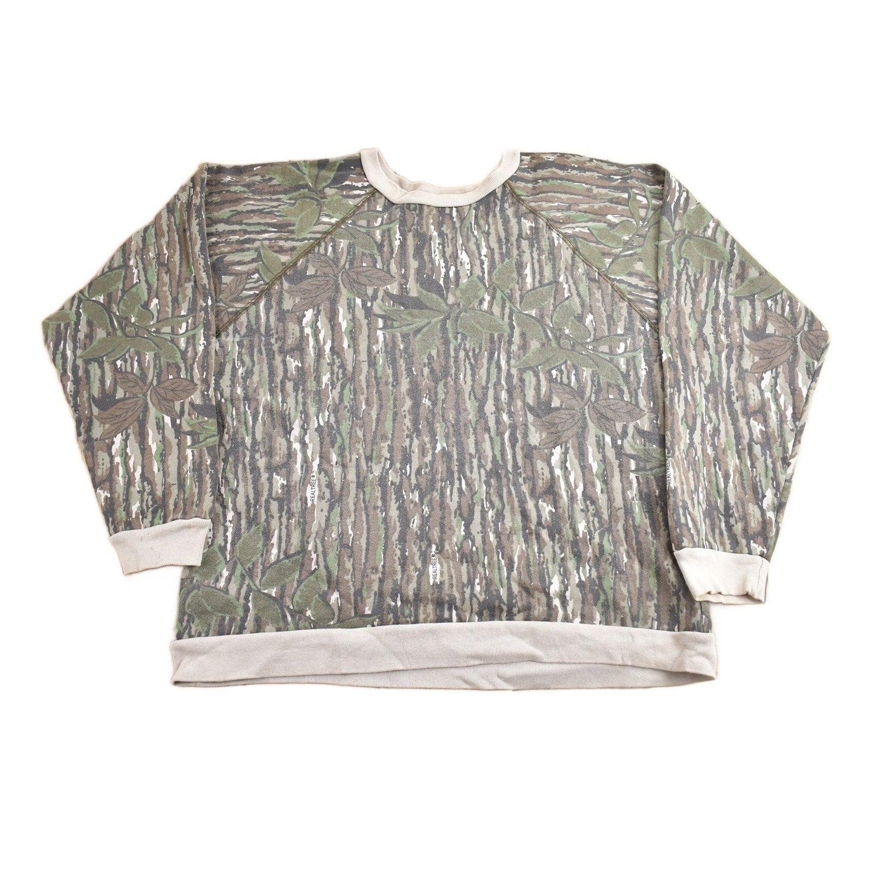 Other Clothing > Gender Neutral Adult Clothing > Hoodies & Sweatshirts > Sweatshirts Vintage 1980s Real Tree Bark Camo Crewneck Sweatshirt Men's Medium