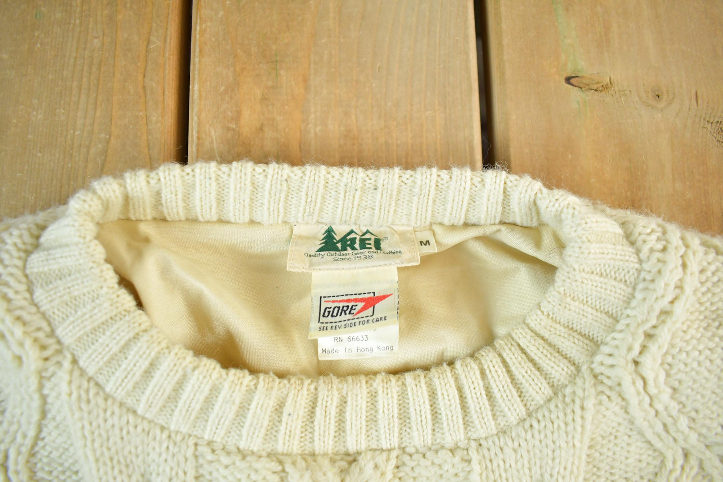 Other Clothing > Gender Neutral Adult Clothing > Hoodies & Sweatshirts > Sweatshirts Vintage 1980s REI Lined Knit Crewneck Sweater Men's Medium