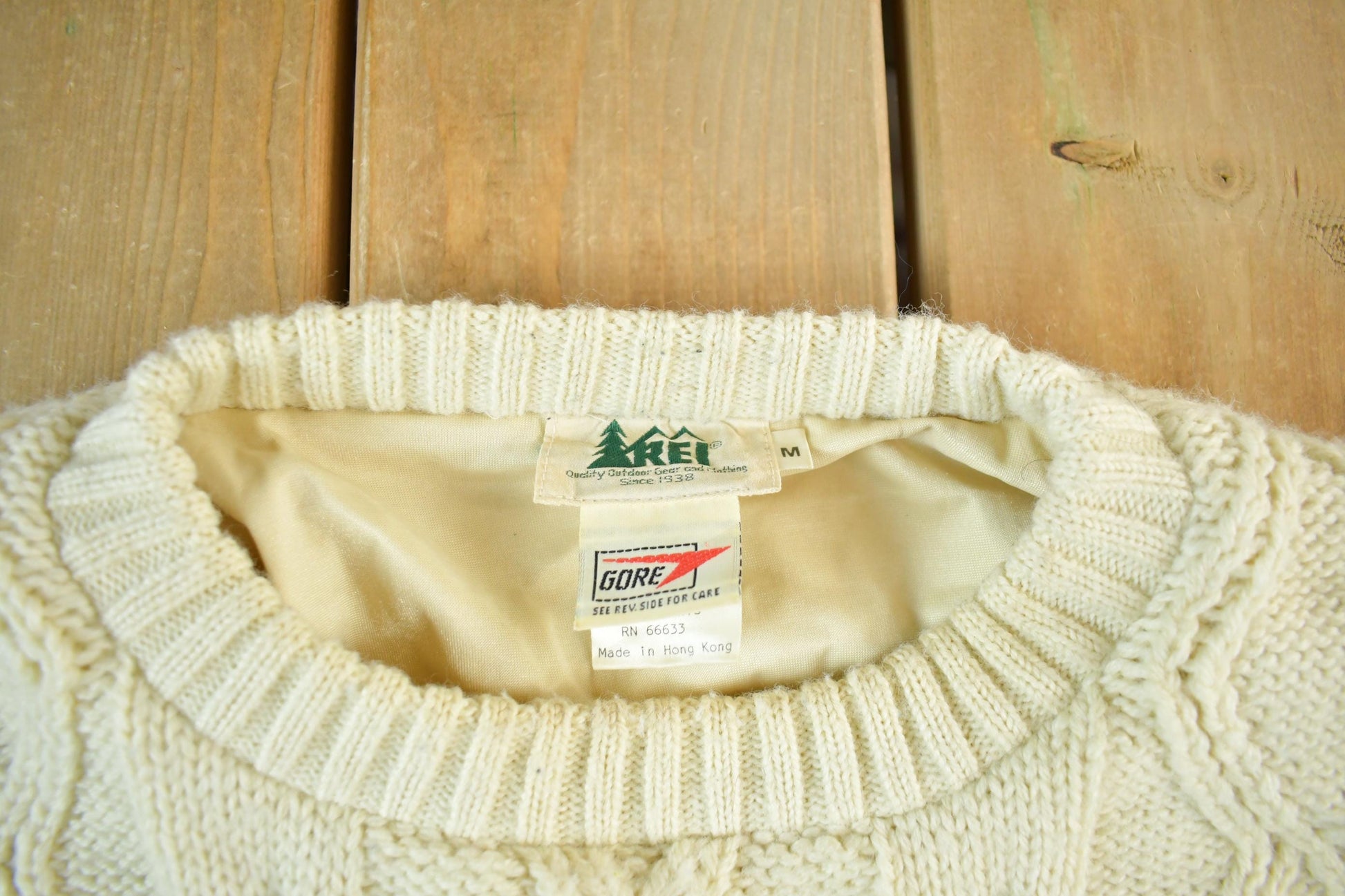 Other Clothing > Gender Neutral Adult Clothing > Hoodies & Sweatshirts > Sweatshirts Vintage 1980s REI Lined Knit Crewneck Sweater Men's Medium